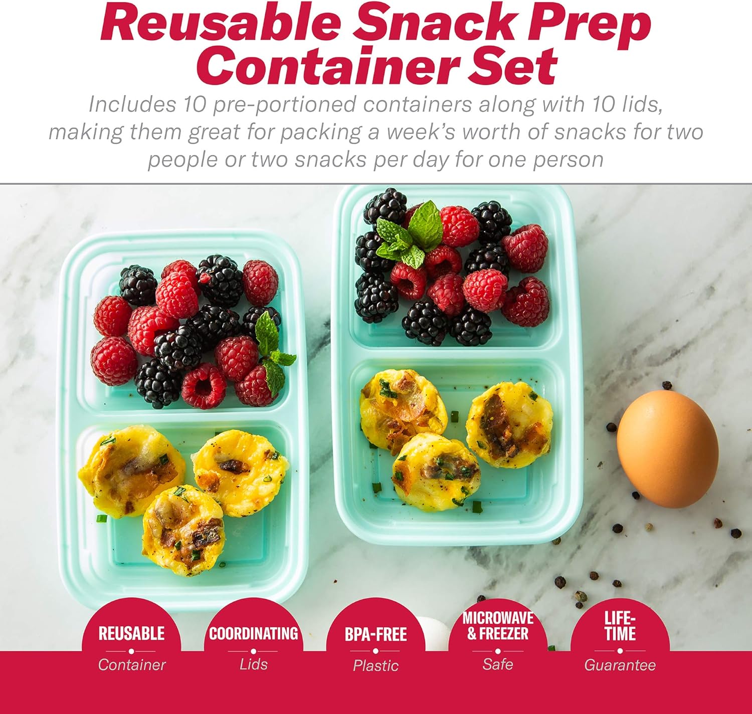 GoodCook 2-Compartment Reusable Divided Snack Containers with Lids - Image 4