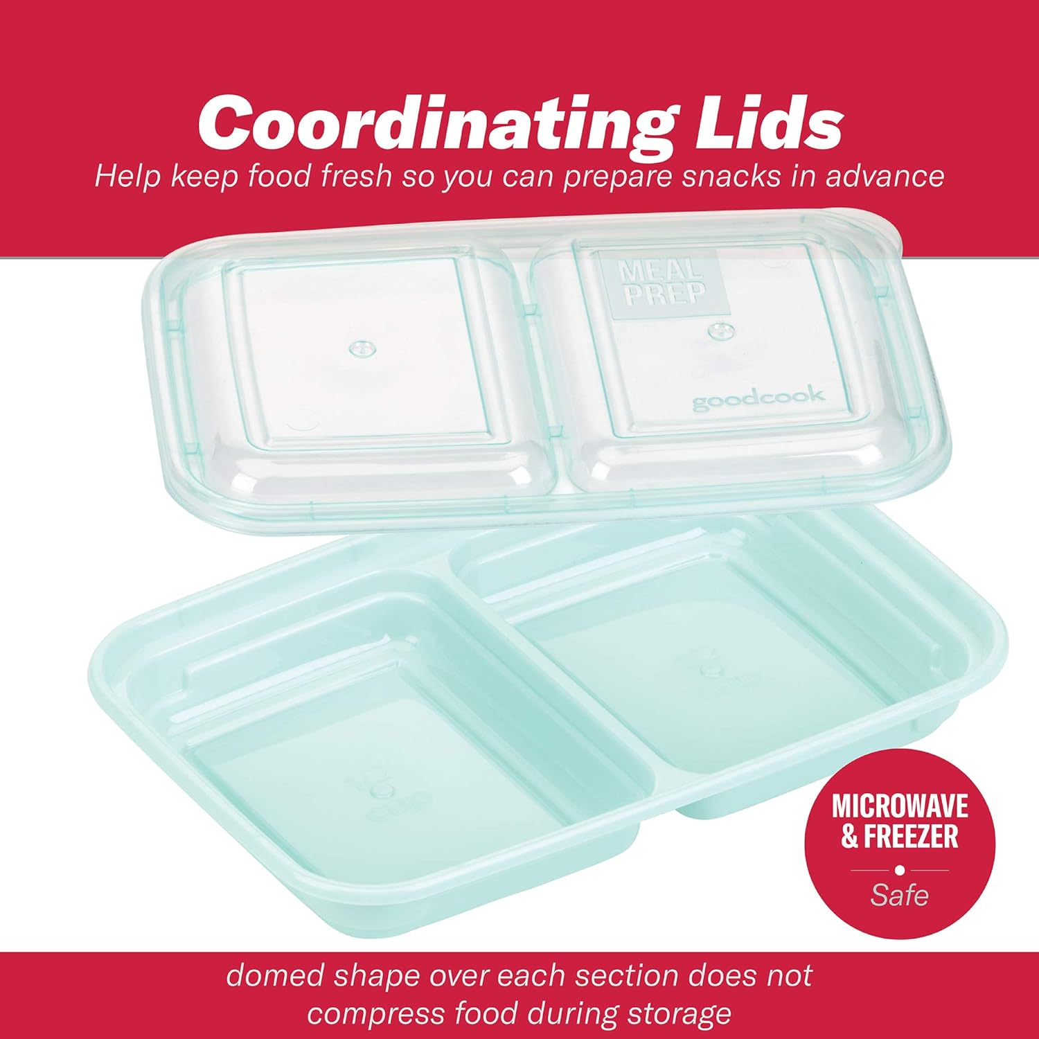 GoodCook 2-Compartment Reusable Divided Snack Containers with Lids - Image 7