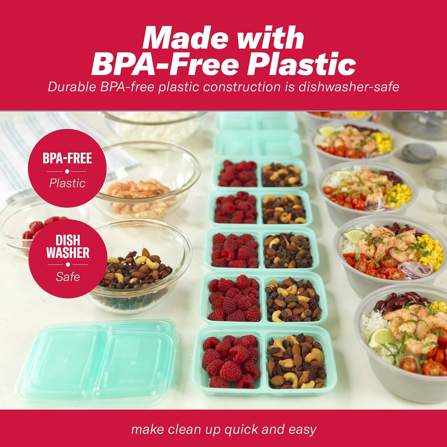 GoodCook 2-Compartment Reusable Divided Snack Containers with Lids - Image 8