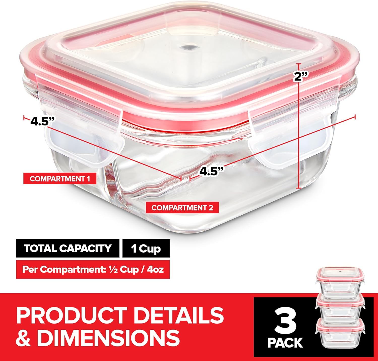 Glass Bariatric Food Containers with Lids - Image 3