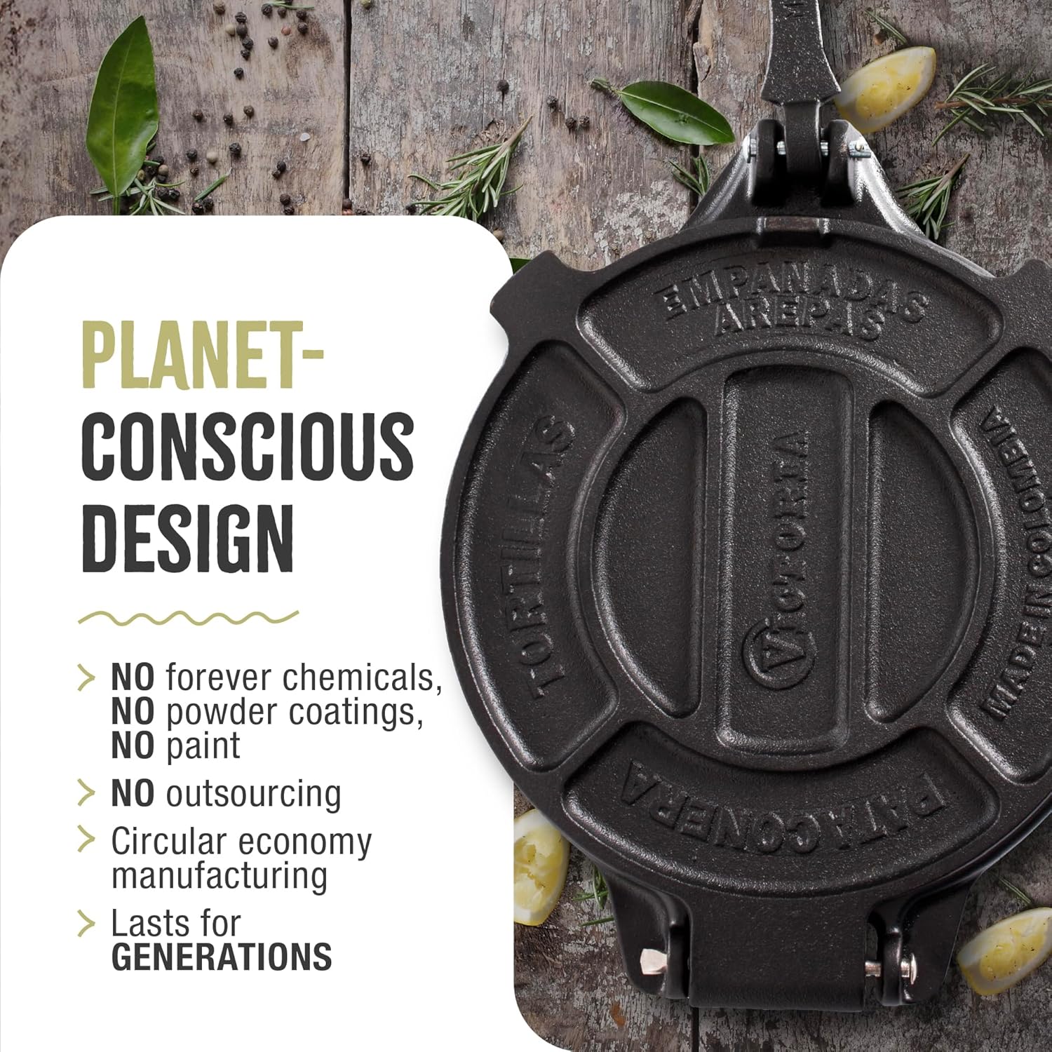 Victoria 8 Inches Cast Iron Tortilla Press - Image 6