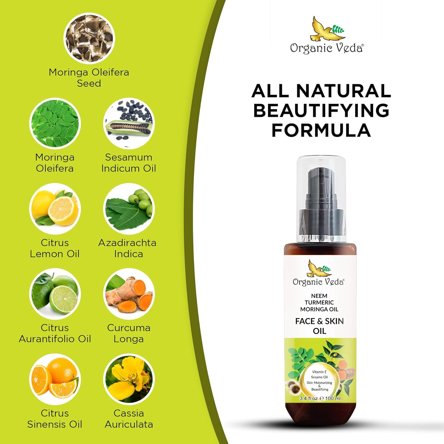 Organic Veda Moringa Face Oil with Neem & Turmeric - Image 4