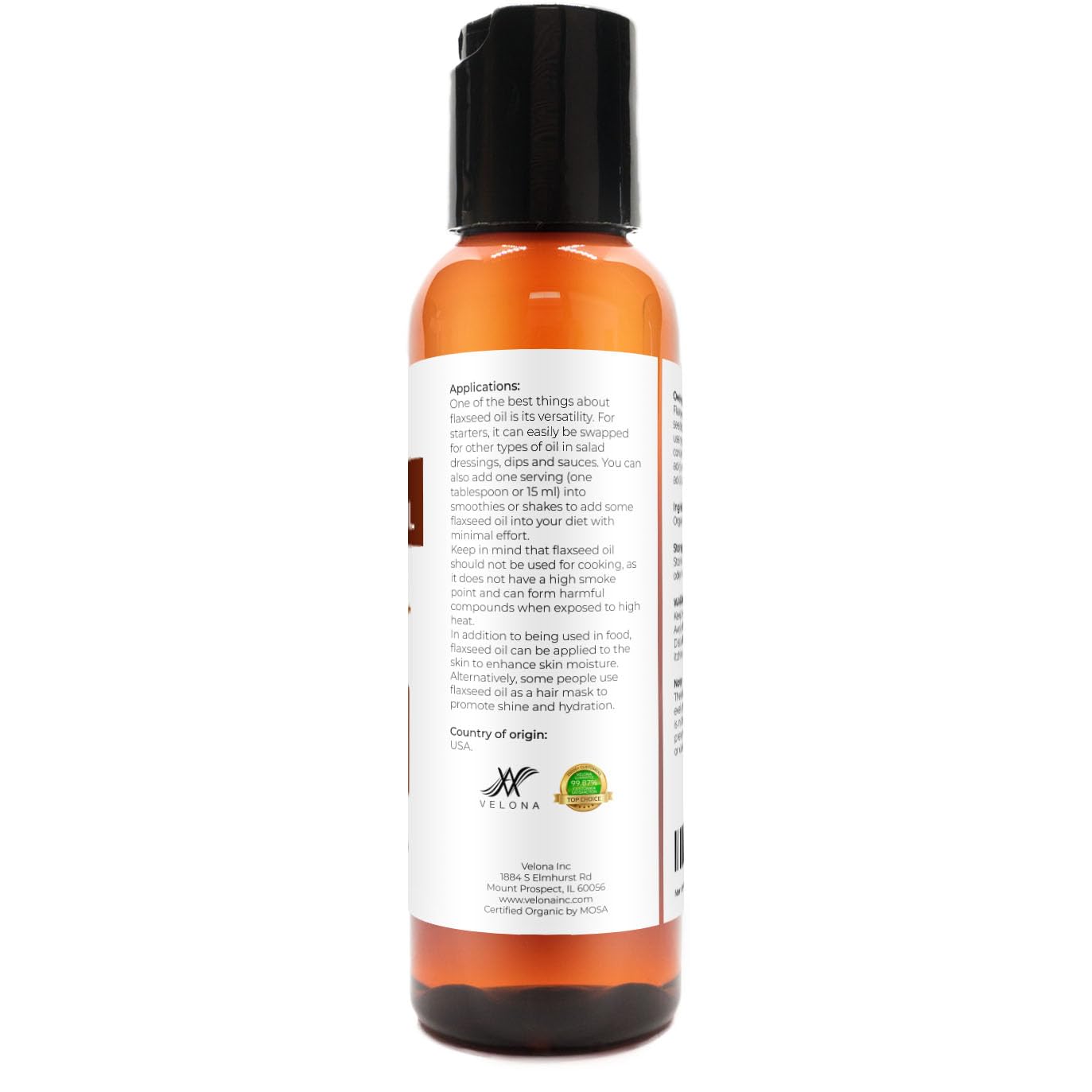 Velona USDA Certified Organic Flaxseed Oil - Image 5