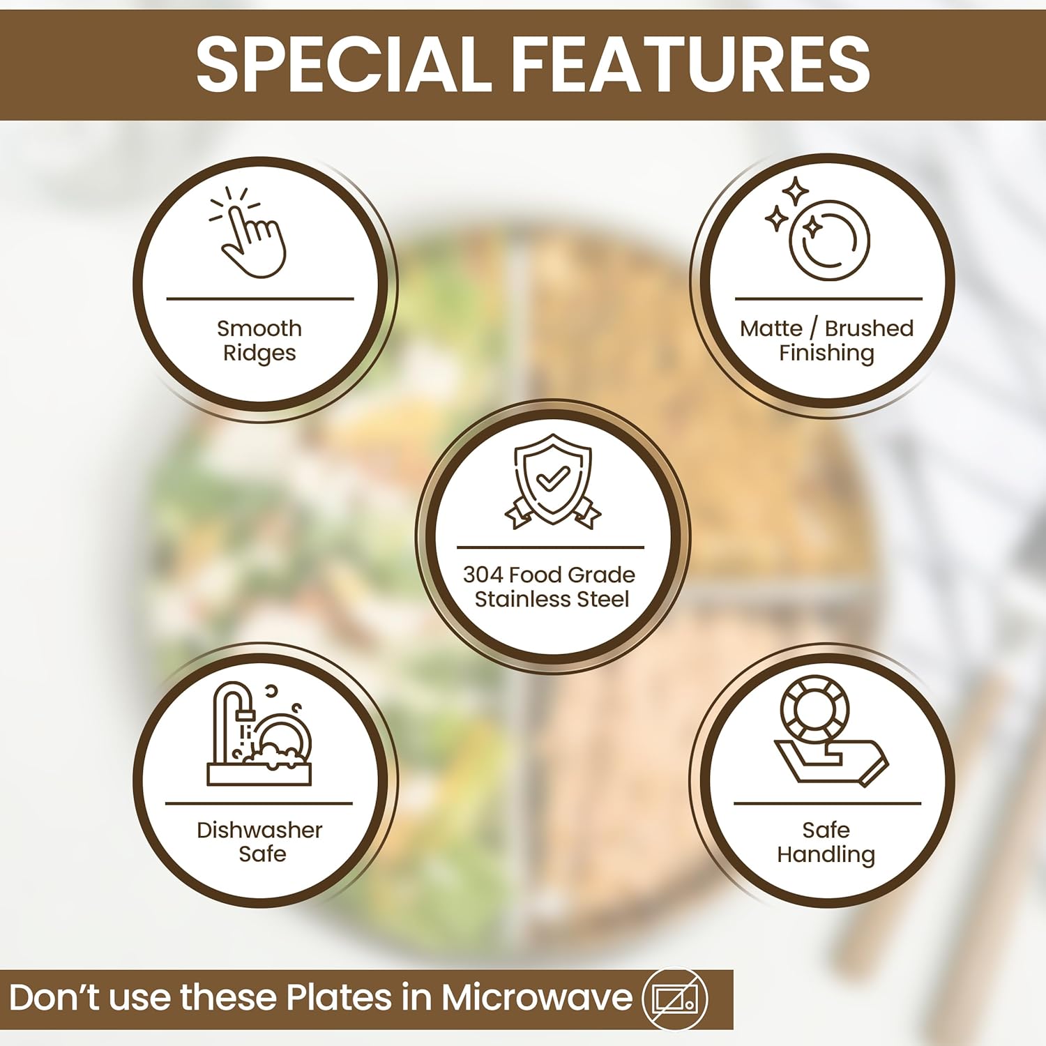 Stainless Steel 3 Compartment Portion Control Plate - Image 4