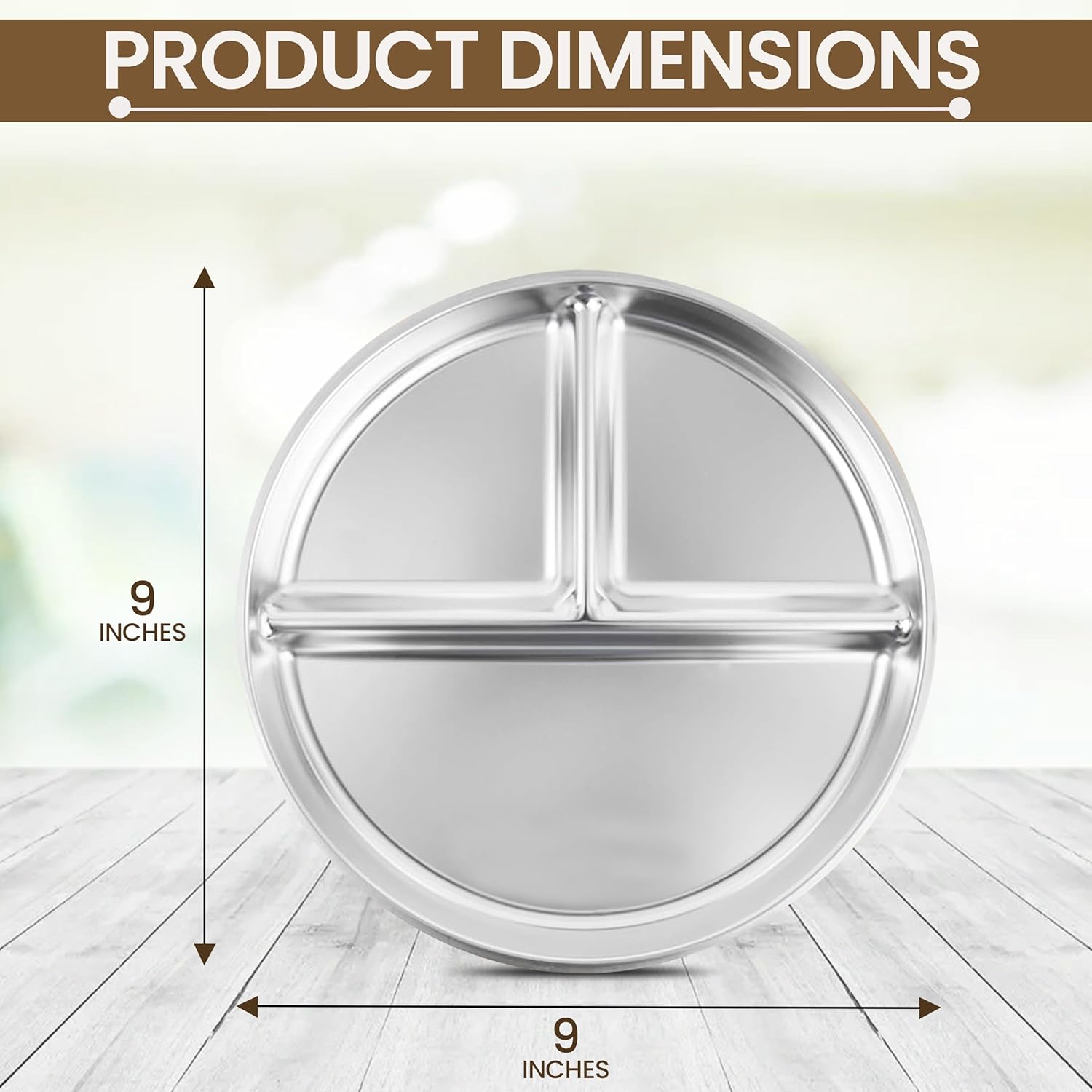 Stainless Steel 3 Compartment Portion Control Plate - Image 7
