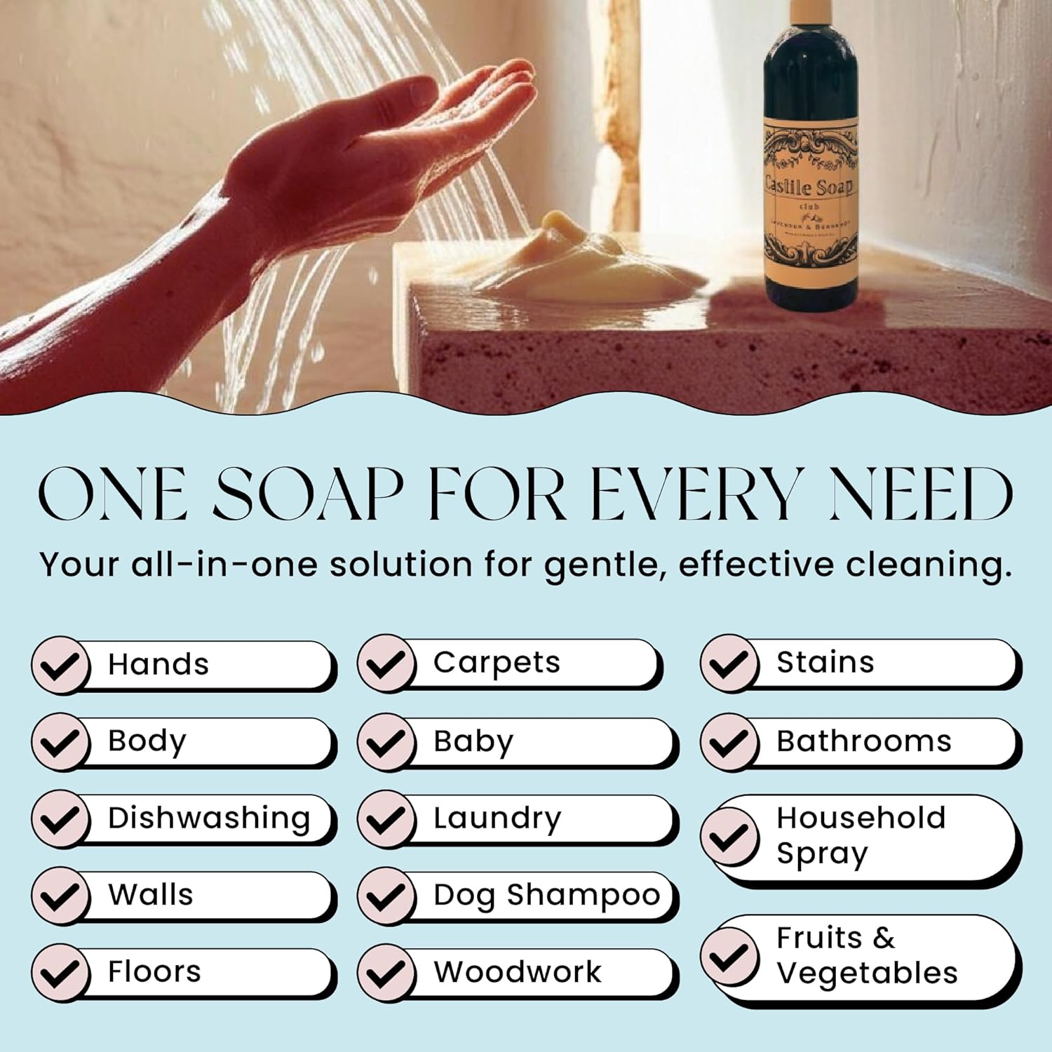 Natural Castile Soap Lavender & Bergamot 16oz - Image 6