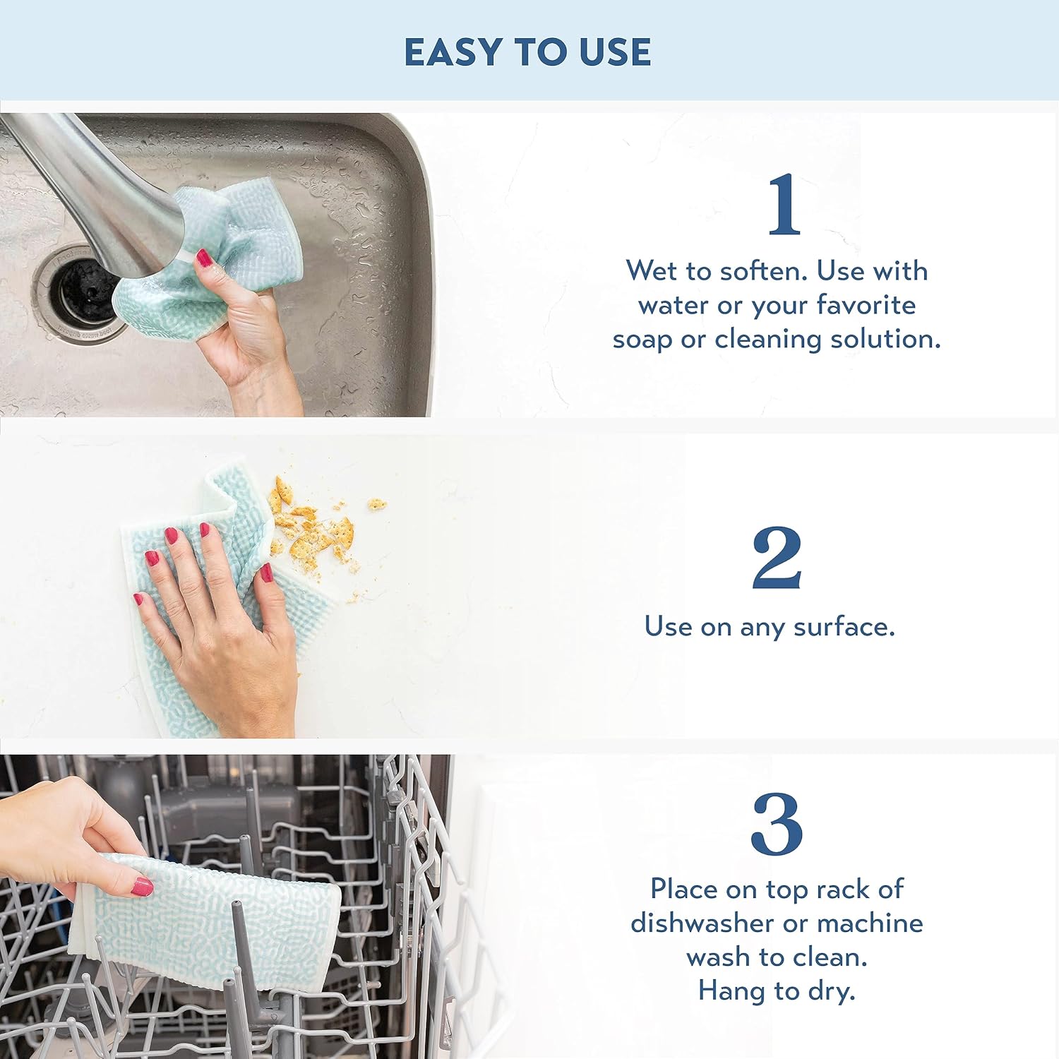 ELYN Swedish Dishcloths, Reusable & Washable Sponge Cloths, Absorbent Cleaning Paper Towels for Kitchen, Dishes, Counters and More, 5 Pack, Assorted Moroccan Pattern - Image 5