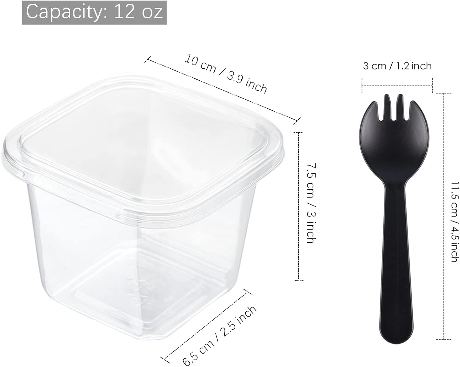 Clear Plastic Dessert Cups with Lids and Sporks - Image 3