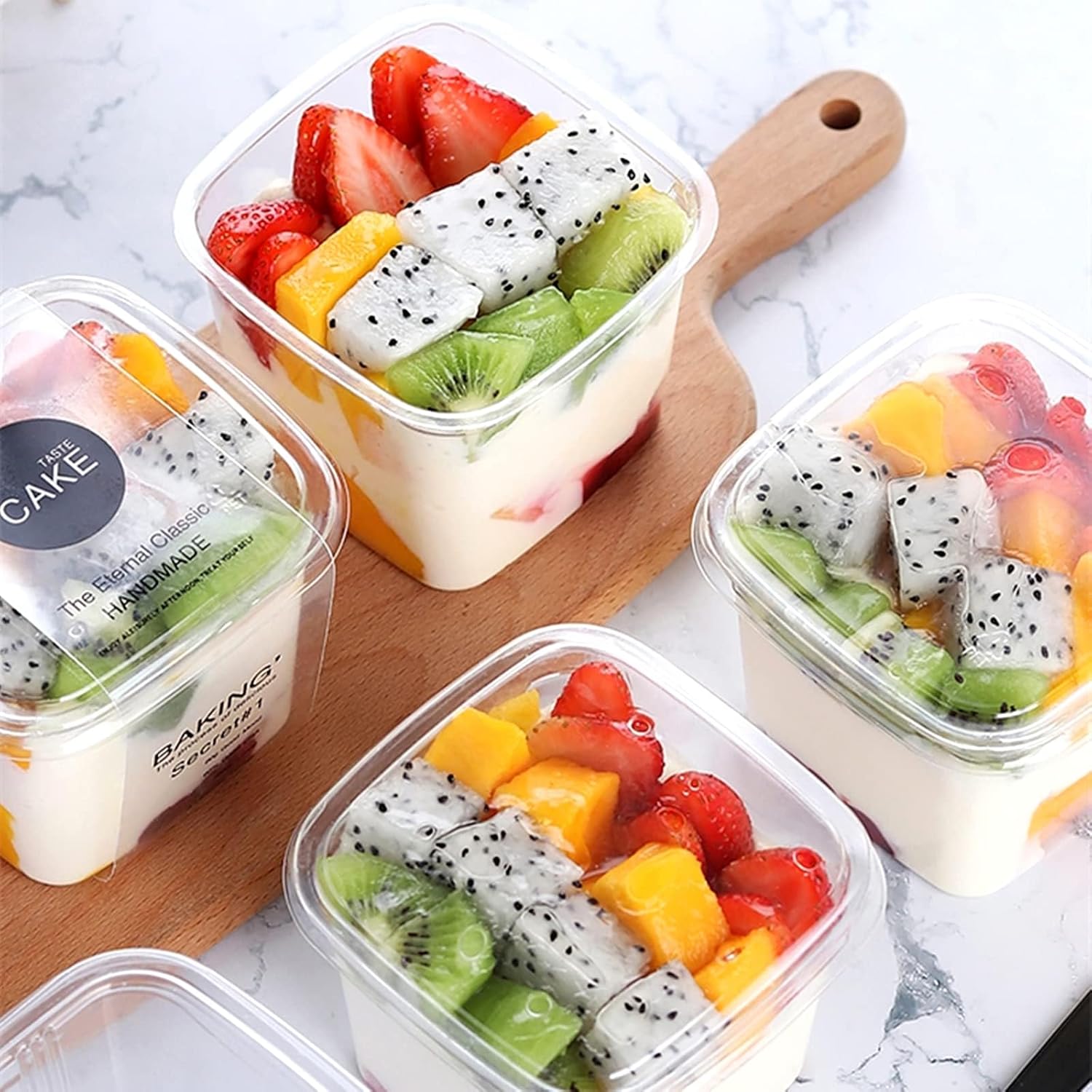 Clear Plastic Dessert Cups with Lids and Sporks - Image 8