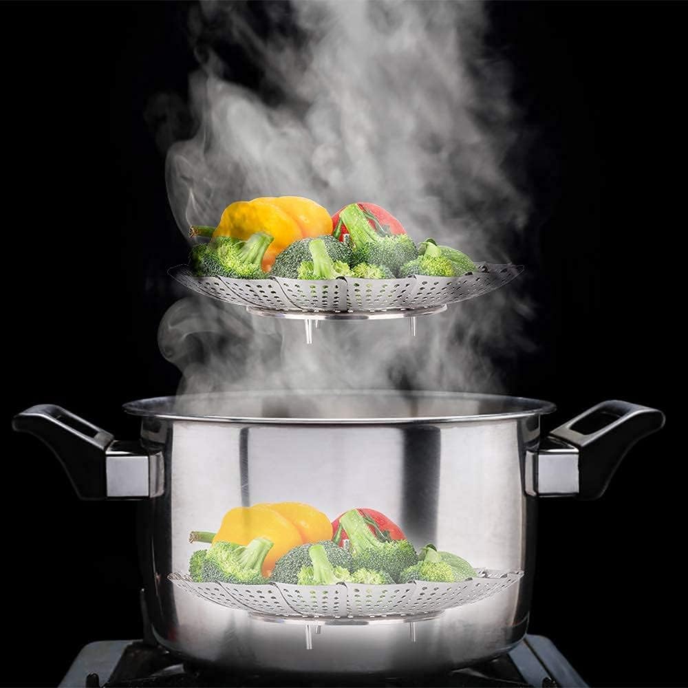 Premium Stainless Steel Folding Vegetable Steamer Basket - Image 3