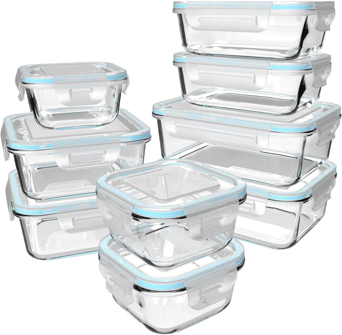 18 Piece Glass Food Storage Containers Set with Lids - Image 2