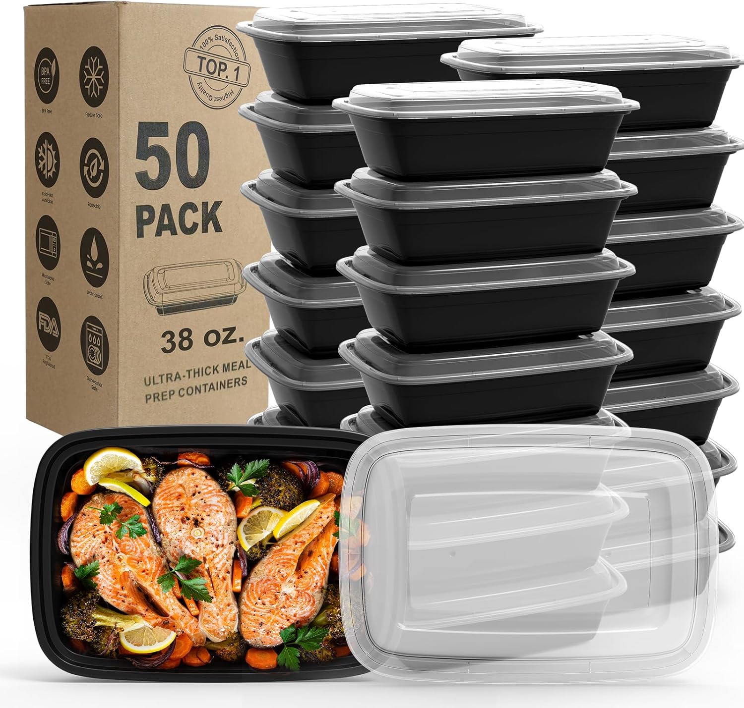 50 Pack Reusable Food Prep Containers - Image 2