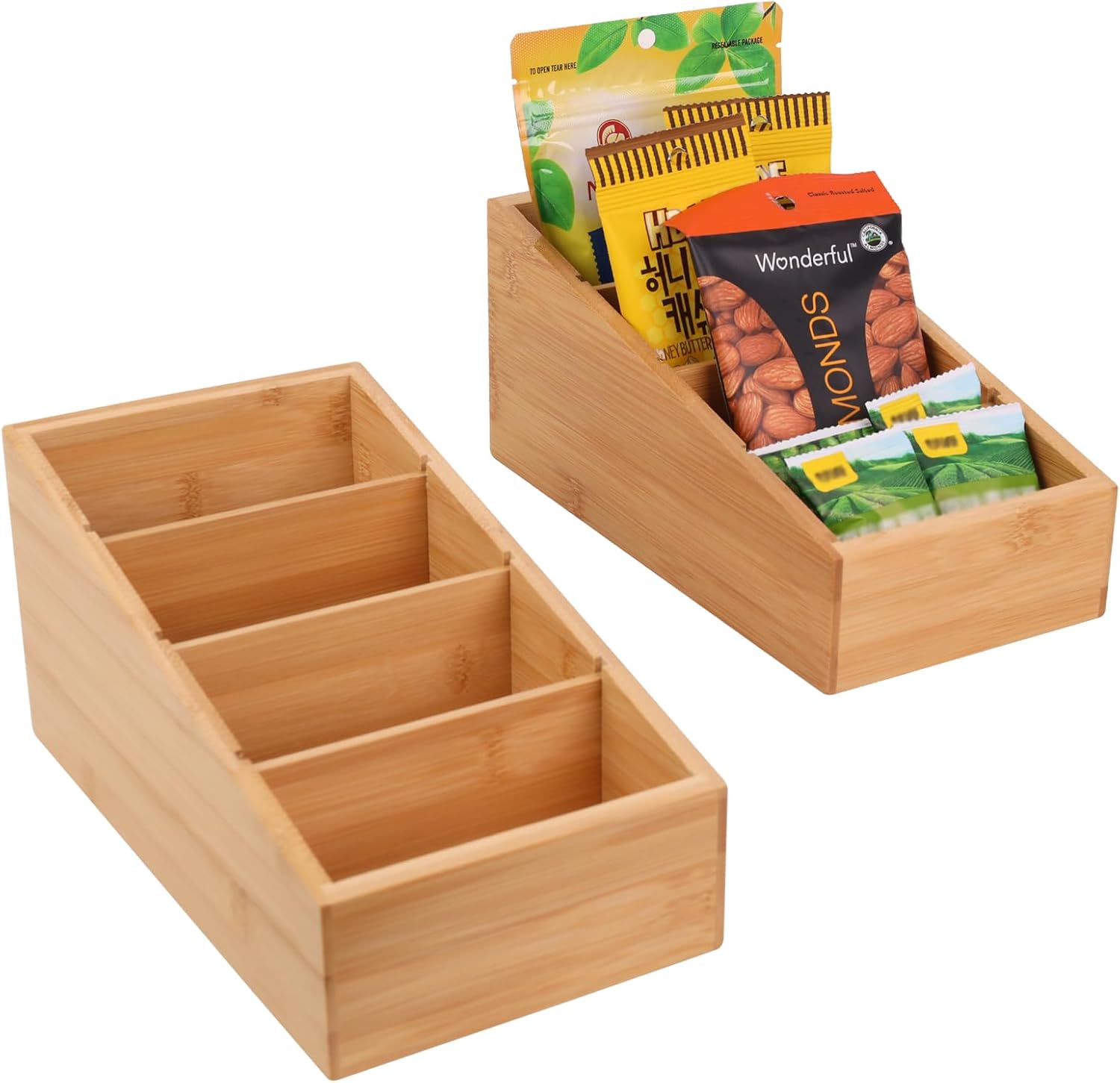 Bamboo Snack Organizer with Removable Dividers - Image 2