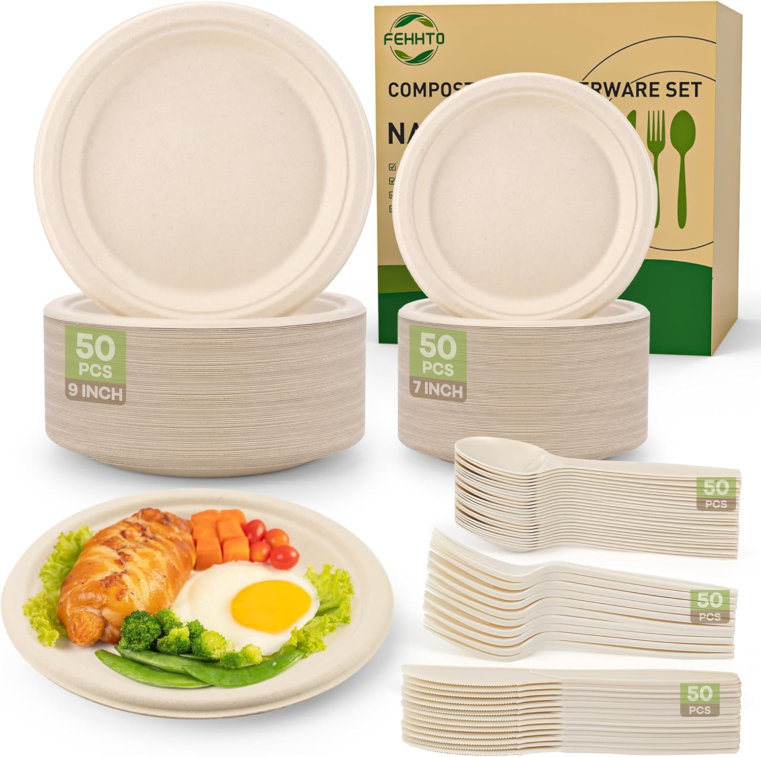 Compostable Sugarcane Dinnerware Set - Image 2