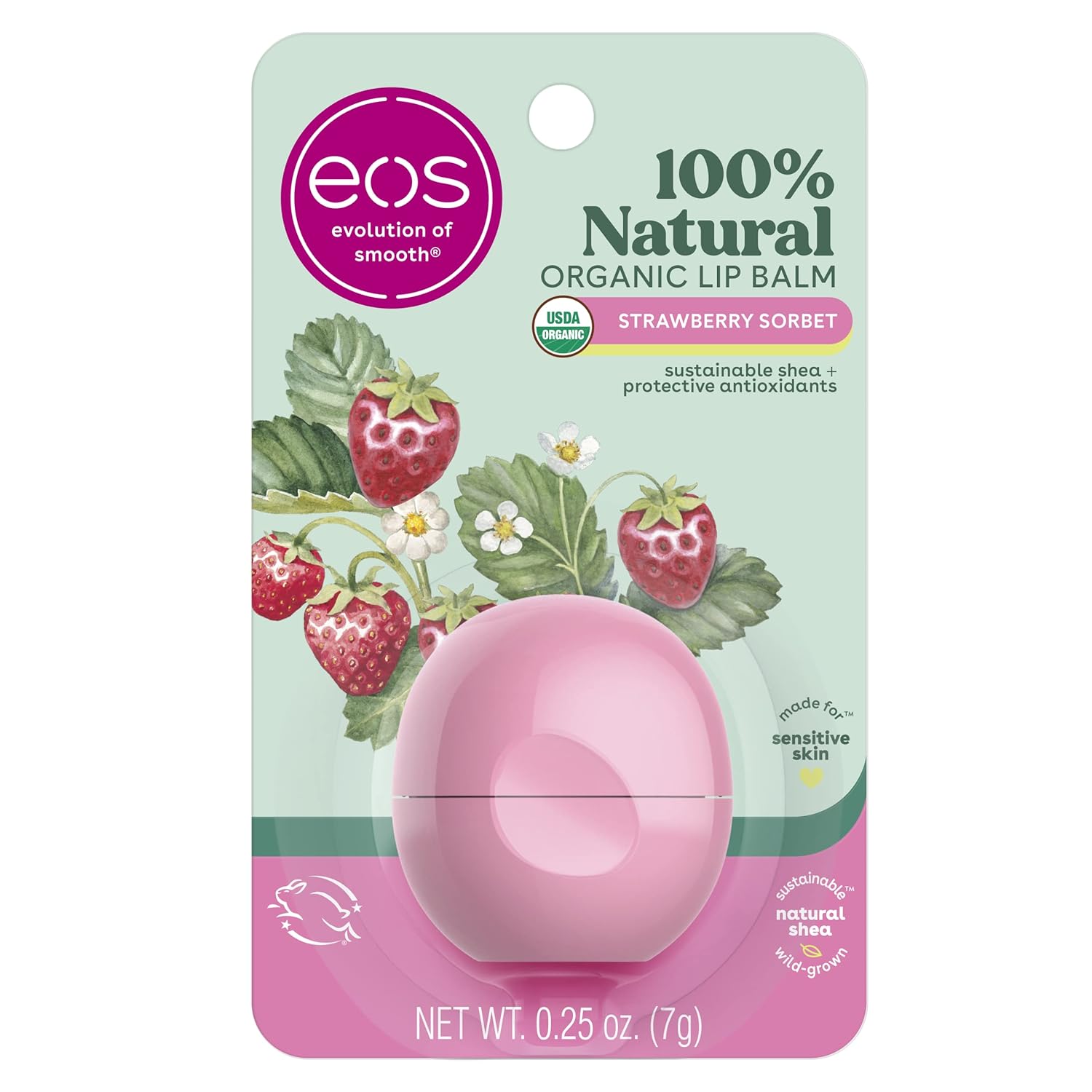 EOS 100% Natural Lip Balm Strawberry Sorbet - Image 2