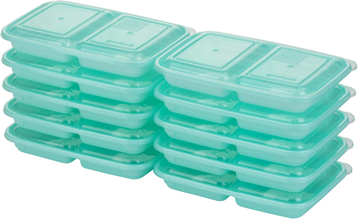GoodCook 2-Compartment Reusable Divided Snack Containers with Lids - Image 2