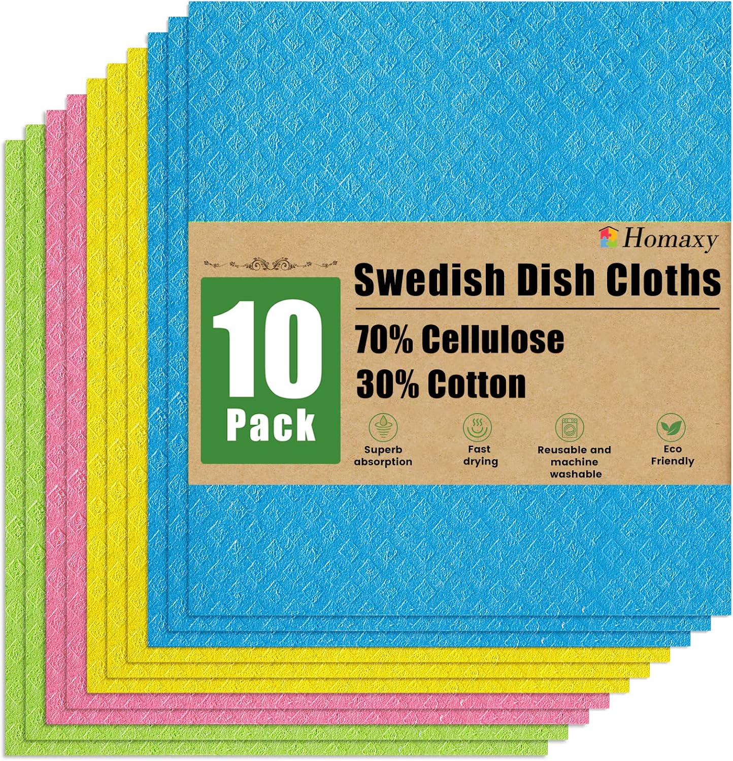 Homaxy Reusable Dishcloths 10 Pack - Image 2