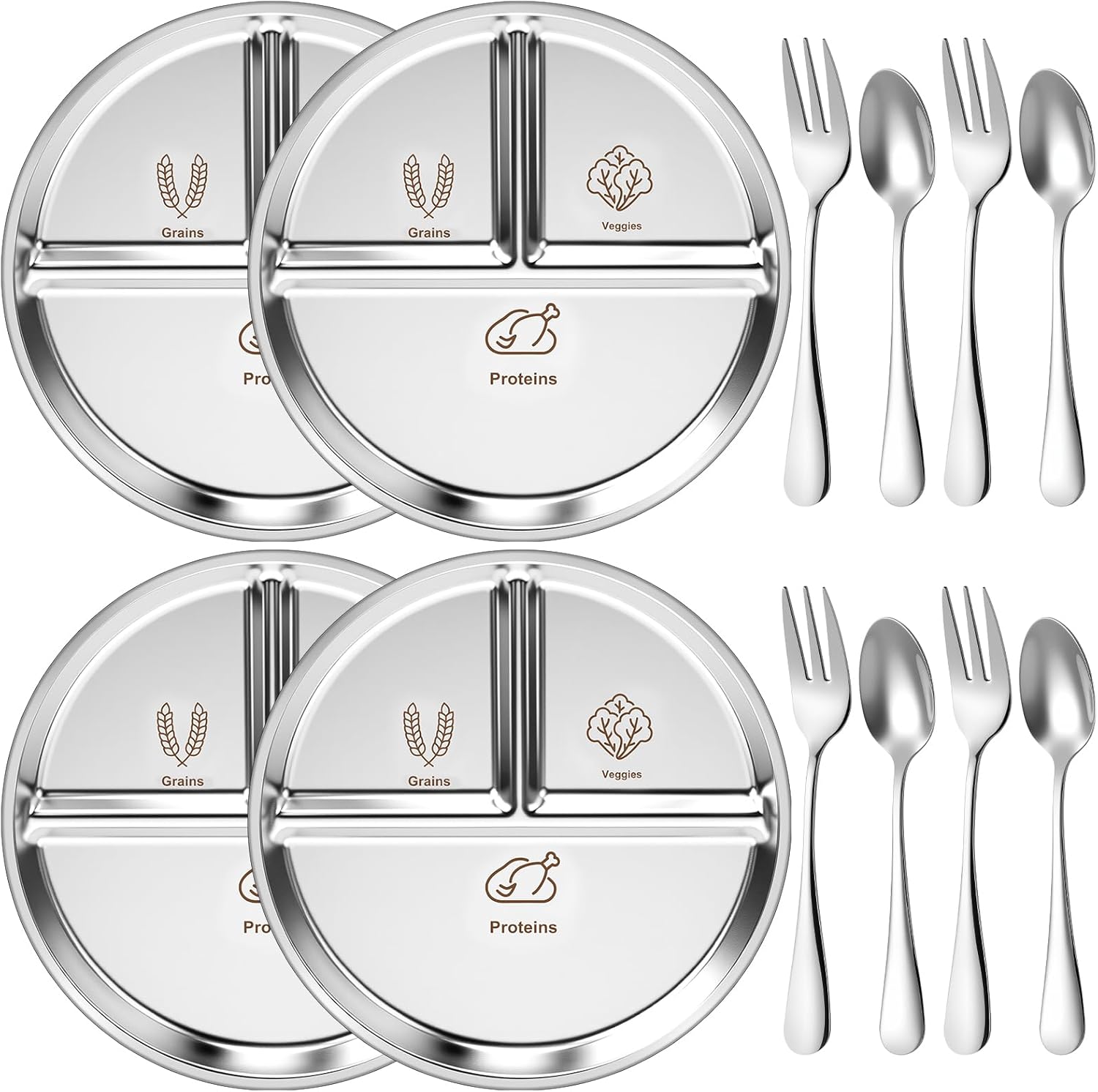 Jinei Stainless Steel Bariatric Portion Control Plate Set - Image 2