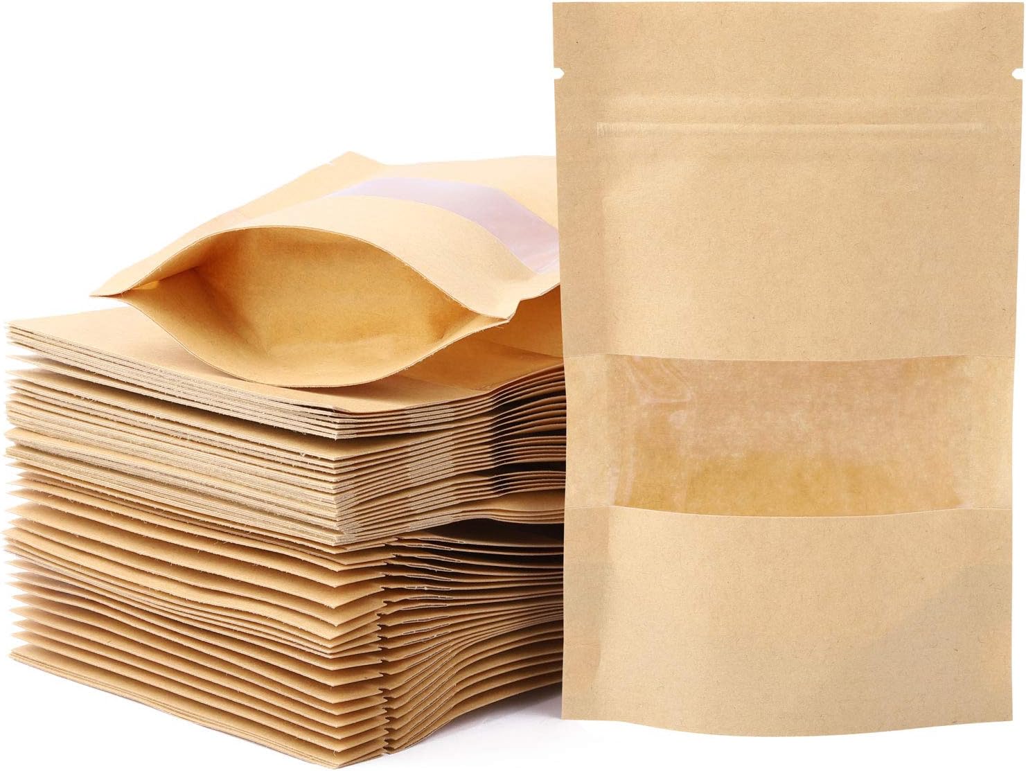 Kraft Paper Treat Bags with Window Ziplock Stand Up Pouches - Image 2
