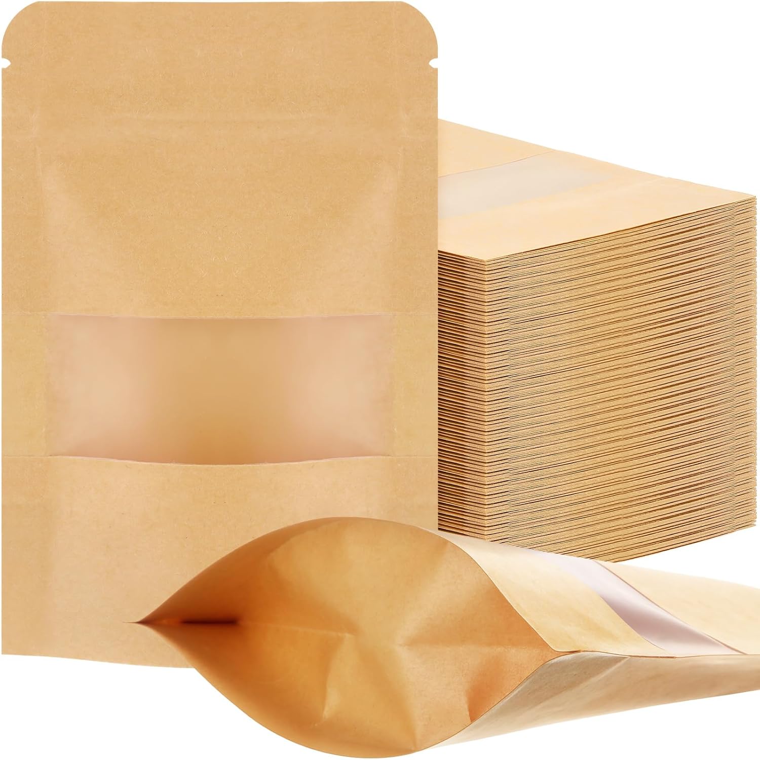 Kraft Stand Up Paper Pouches with Zipper Lock - Image 2