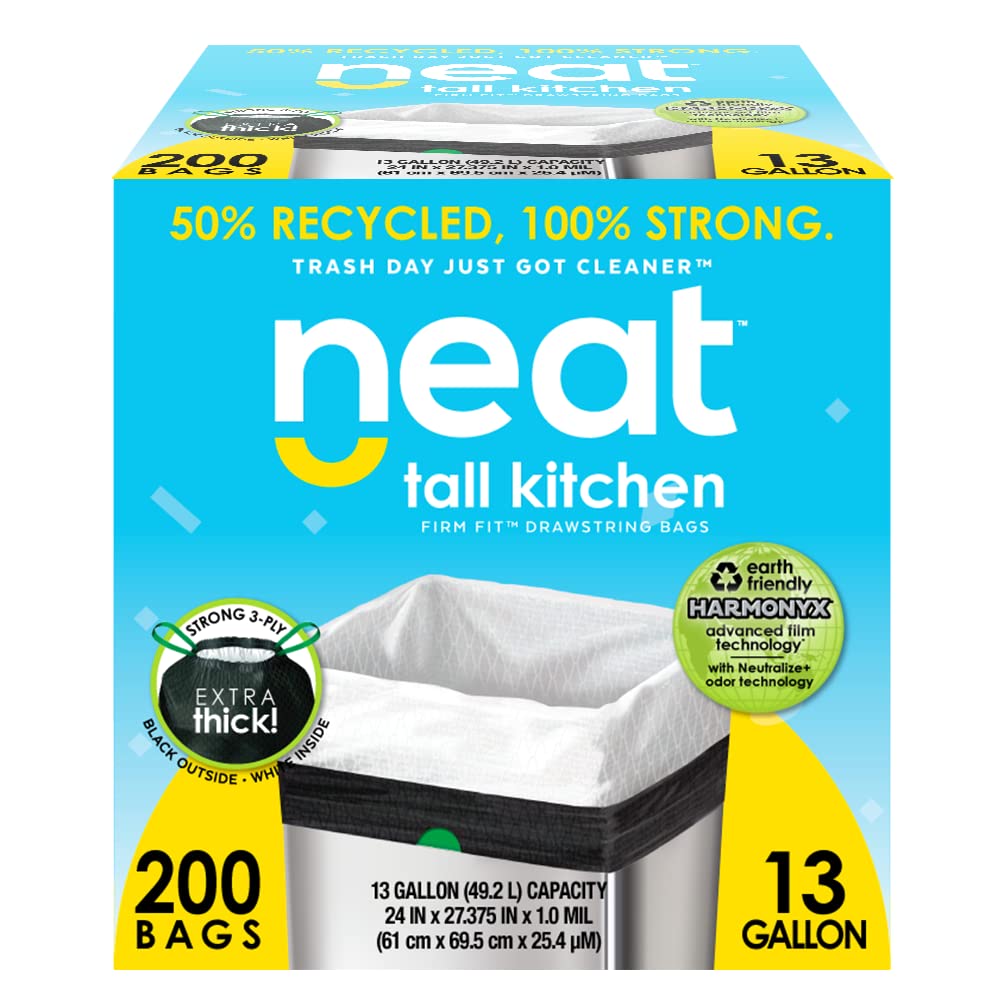 Neat Tall Kitchen 13 Gallon Drawstring Trash Bags - Image 2