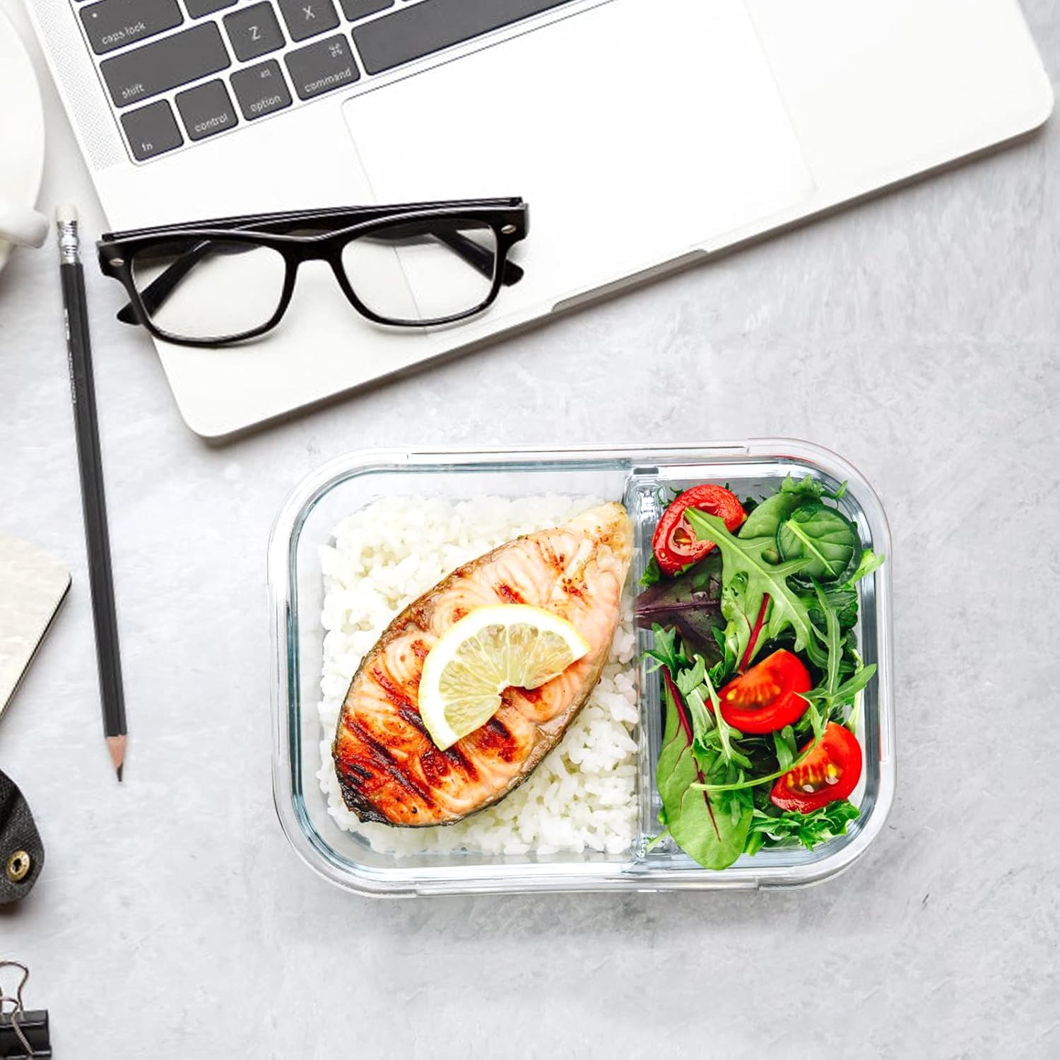 Glass Meal Prep Containers with 2 Compartments and Snap Locking Lids - Image 6