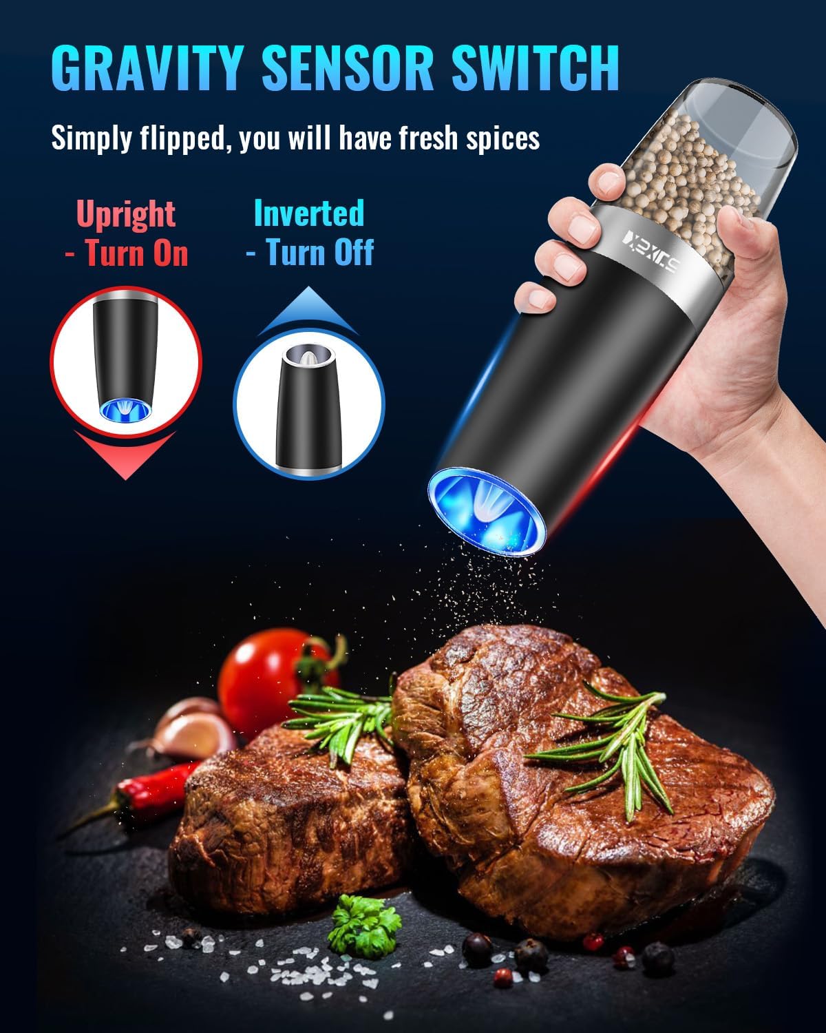 XinXu Automatic Electric Pepper and Salt Grinder Set - Image 3