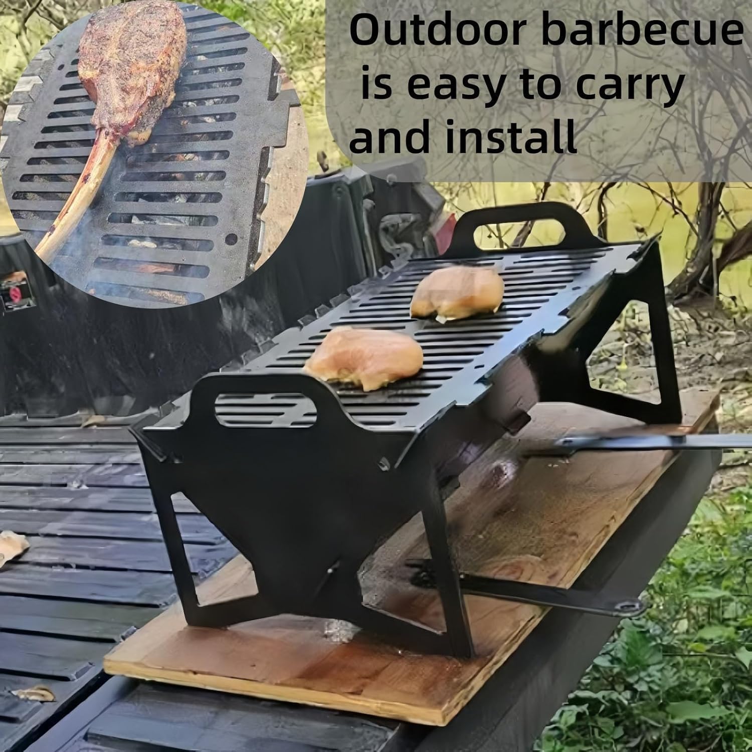 Collapsible BBQ Grill Slot Grill Stainless Steel Portable Fire Pit - Image 4