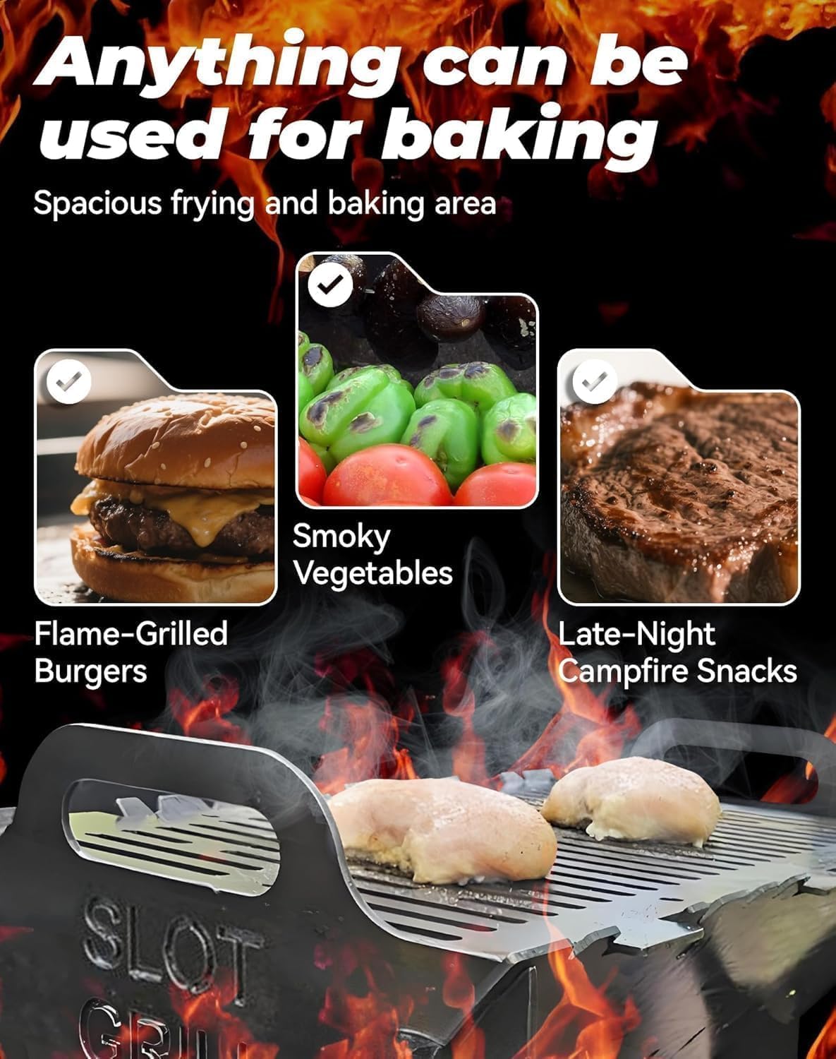 Collapsible BBQ Grill Slot Grill Stainless Steel Portable Fire Pit - Image 5