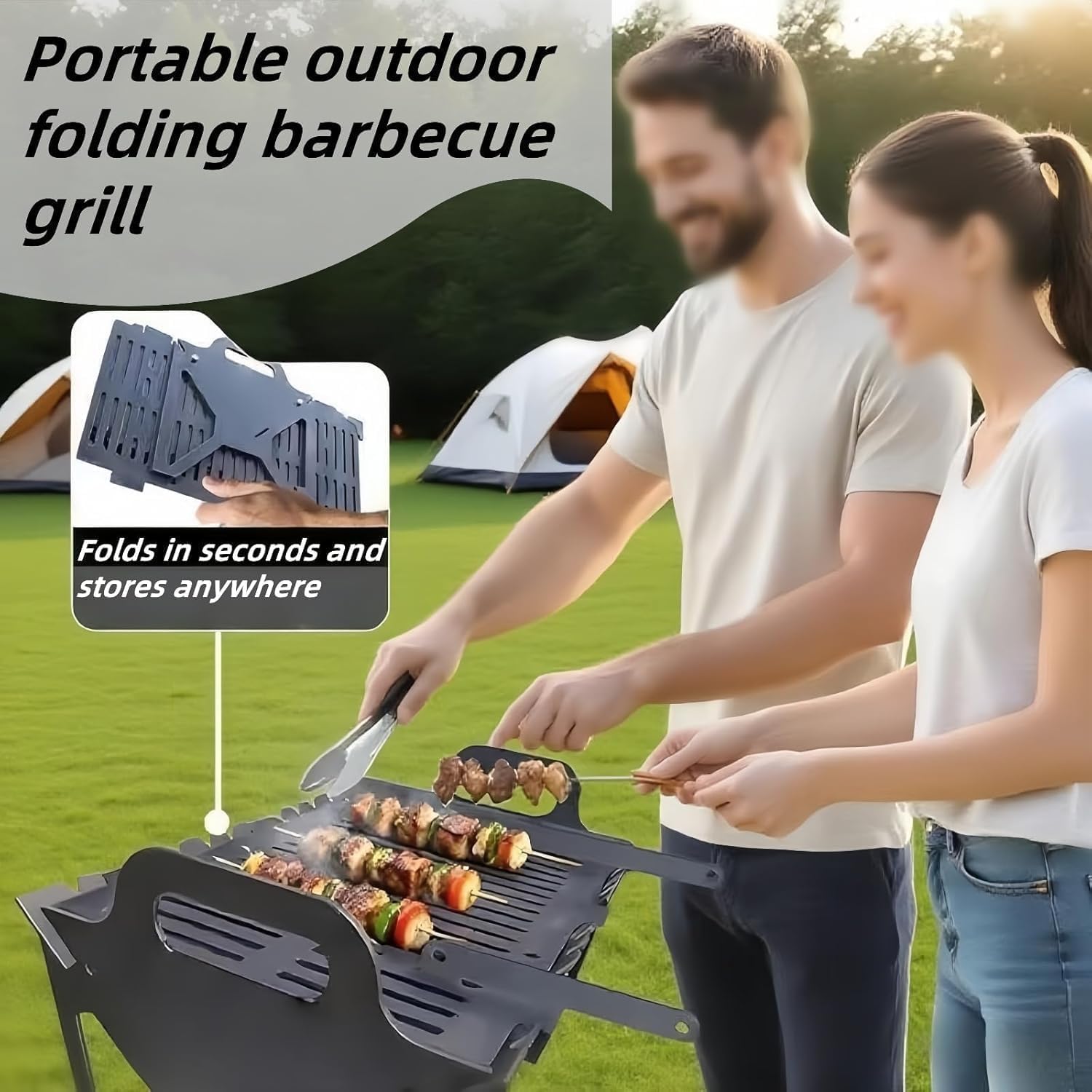 Collapsible BBQ Grill Slot Grill Stainless Steel Portable Fire Pit - Image 6