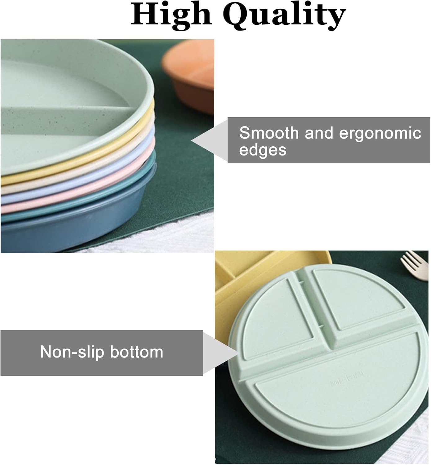 9 Inch Deep Blue Divided Dinner Plate for Balanced Eating - Image 5