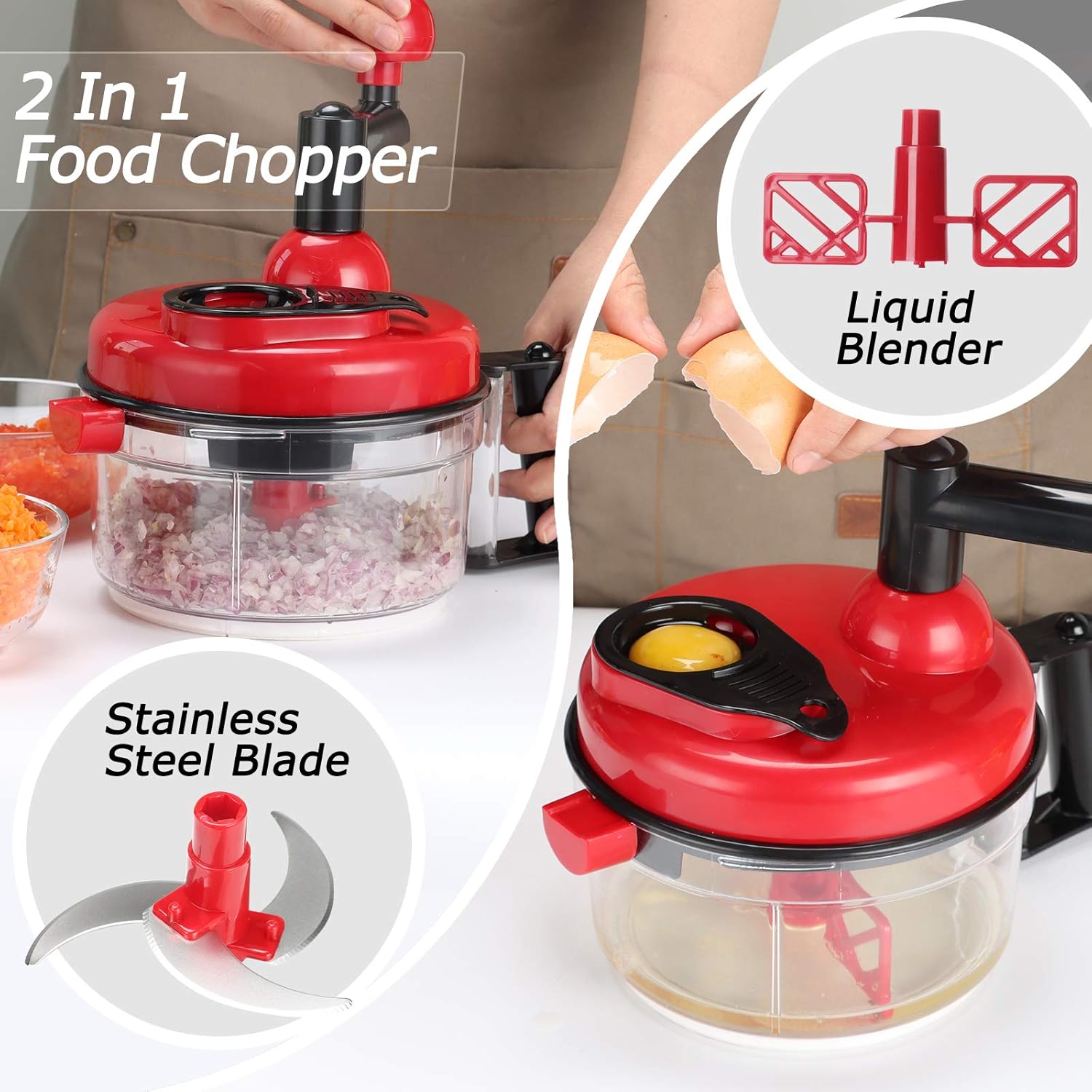 Cambom Manual Food Chopper Vegetable Chopper Hand Food Processor - Image 4