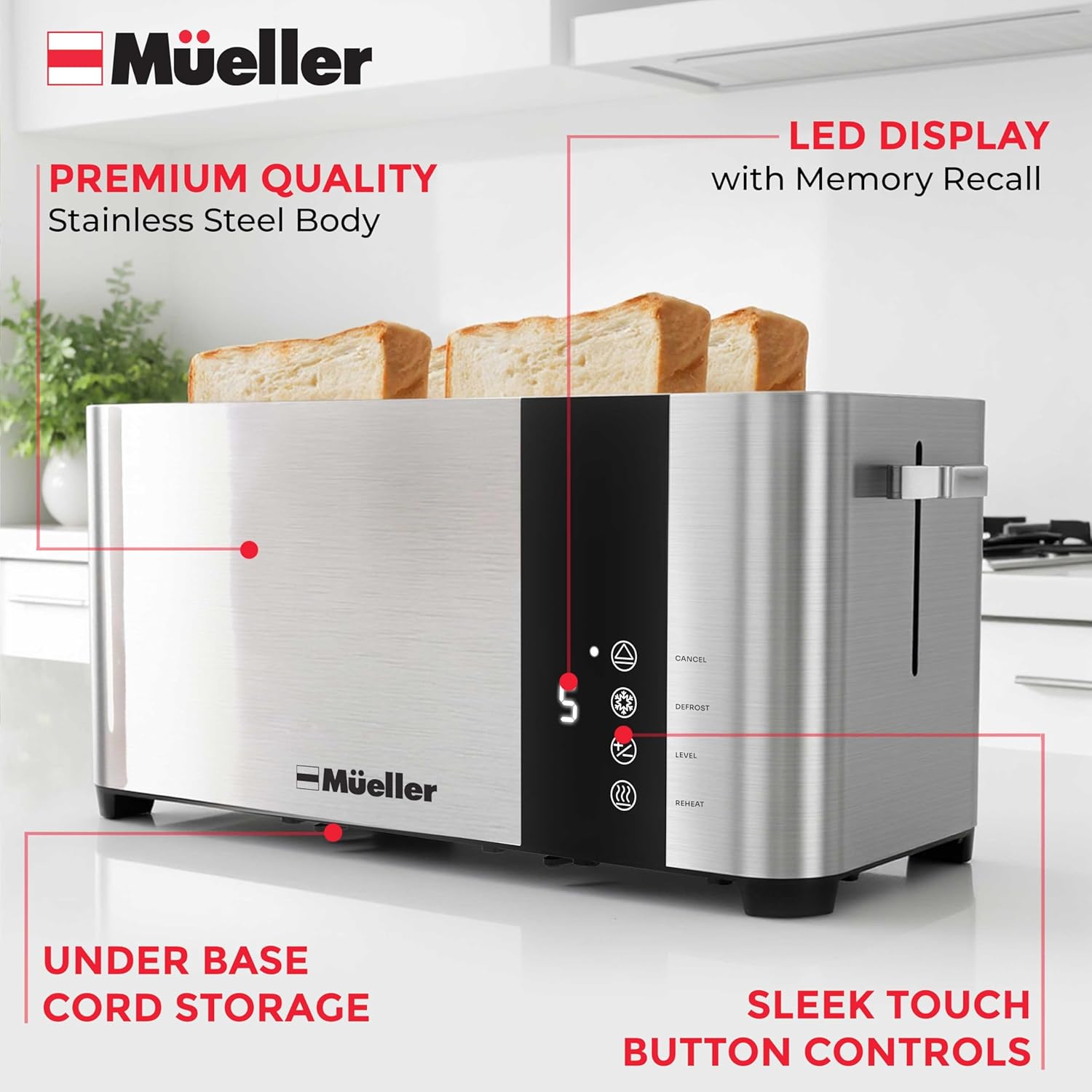 Mueller UltraToast Stainless Steel 4 Slice Toaster - Image 7