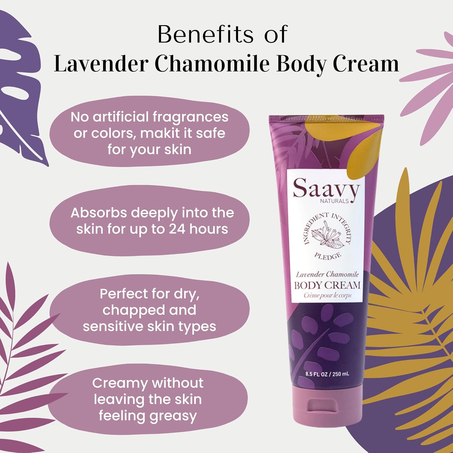 Saavy Naturals Lavender Chamomile Body Cream - Image 3