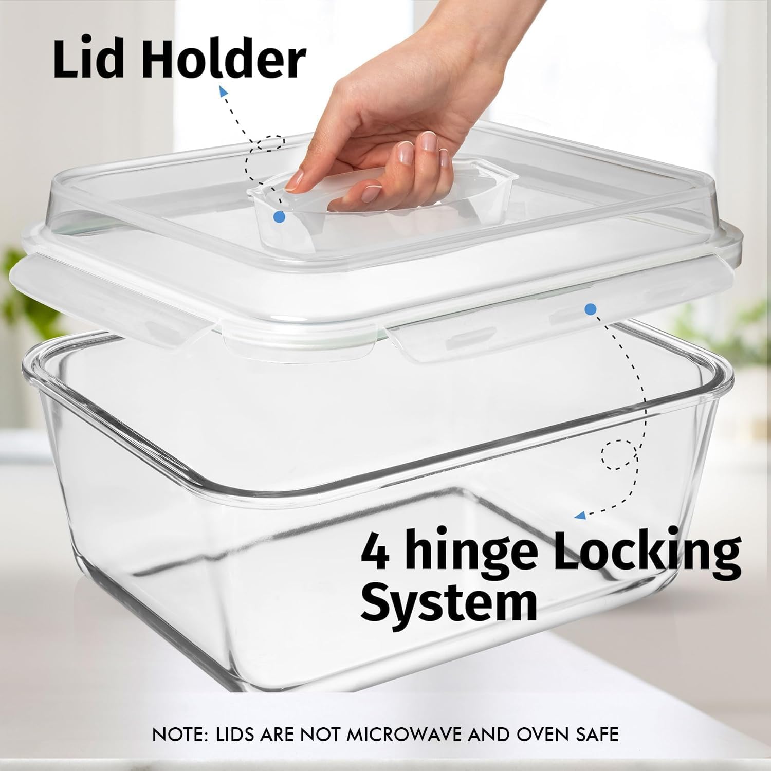 LARGE Glass Food Storage Container with Airtight Locking Lid - Image 7