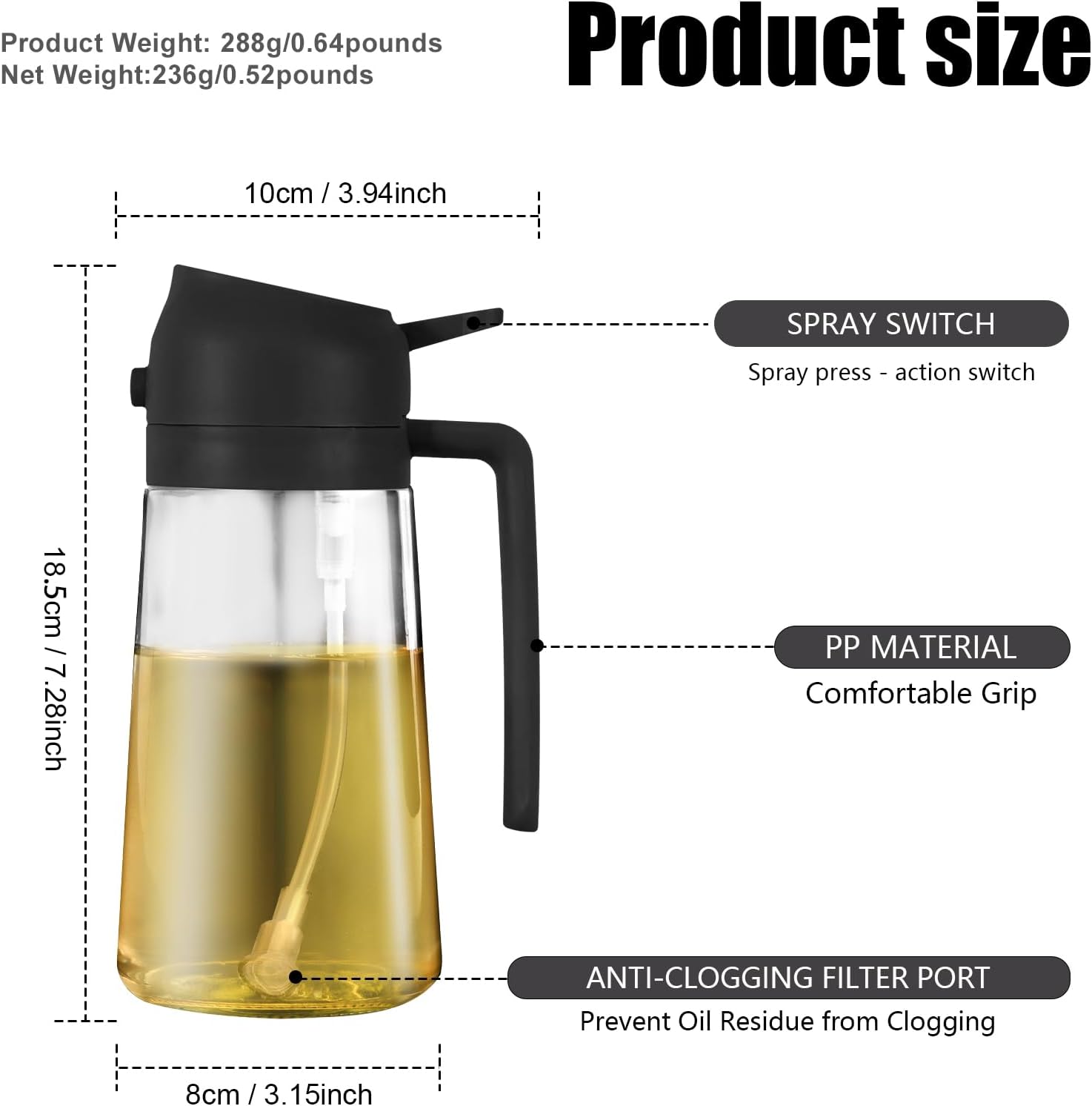 2 in 1 Glass Oil Sprayer Dispenser - Image 8