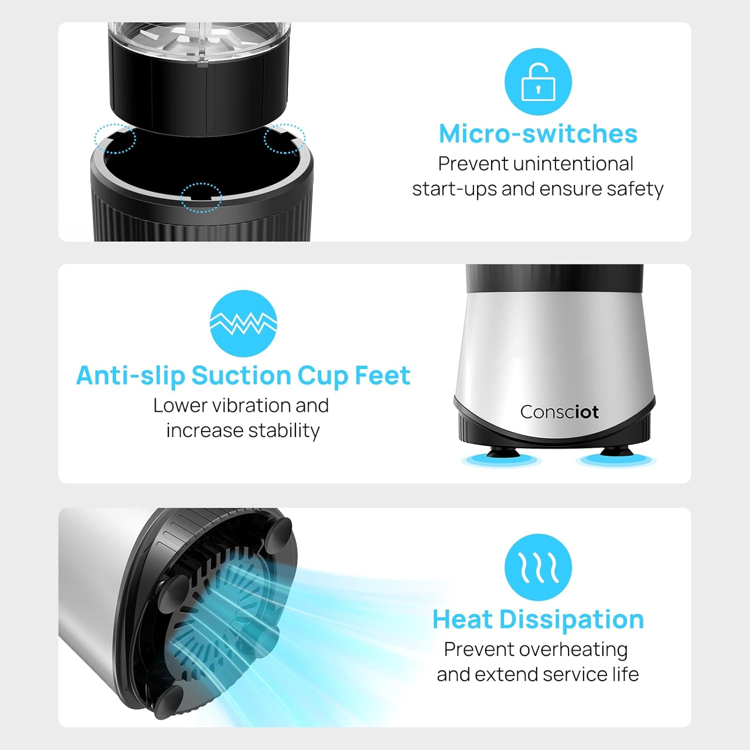 Consciot 11-Piece Blender for Kitchen and Personal Use - Image 6