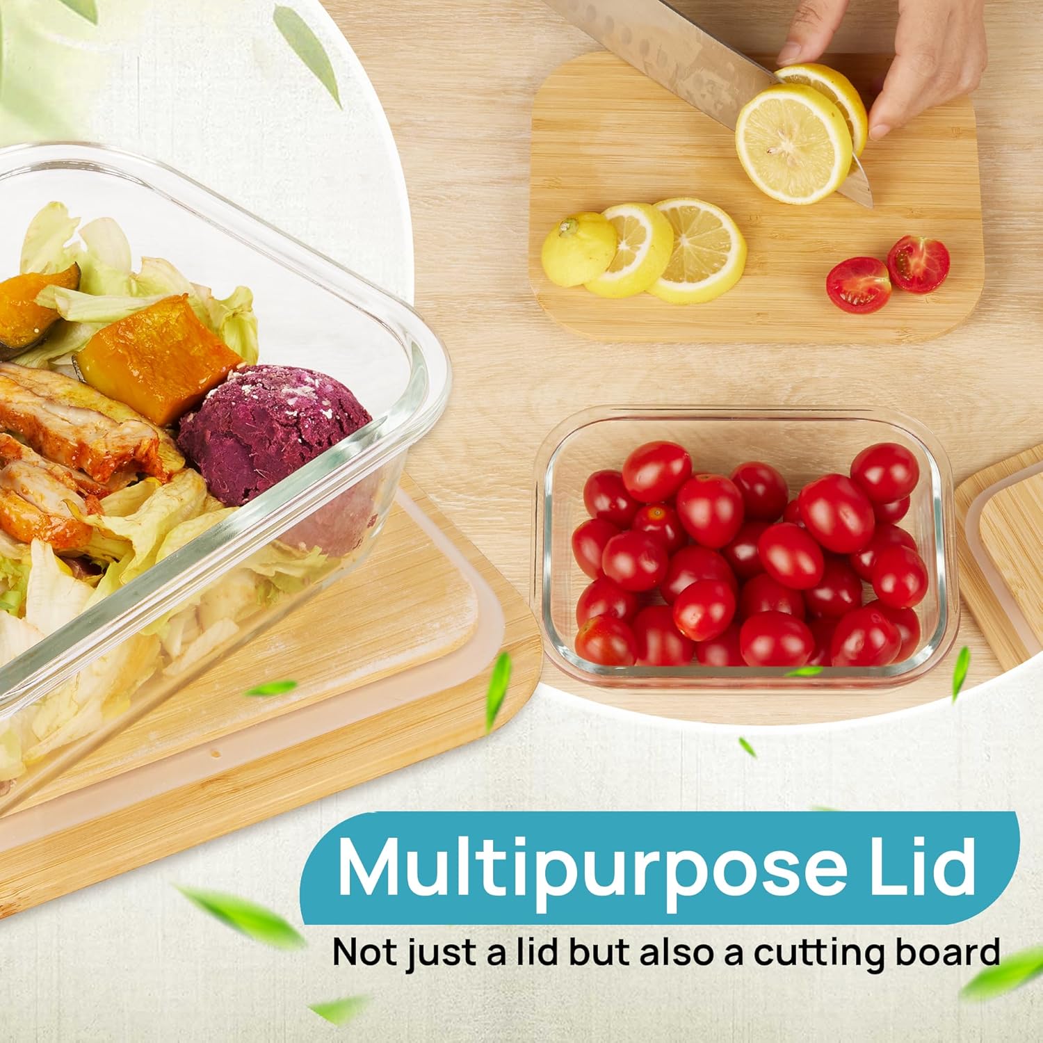 Vtopmart Glass Food Storage Containers with Bamboo Lids - Image 3