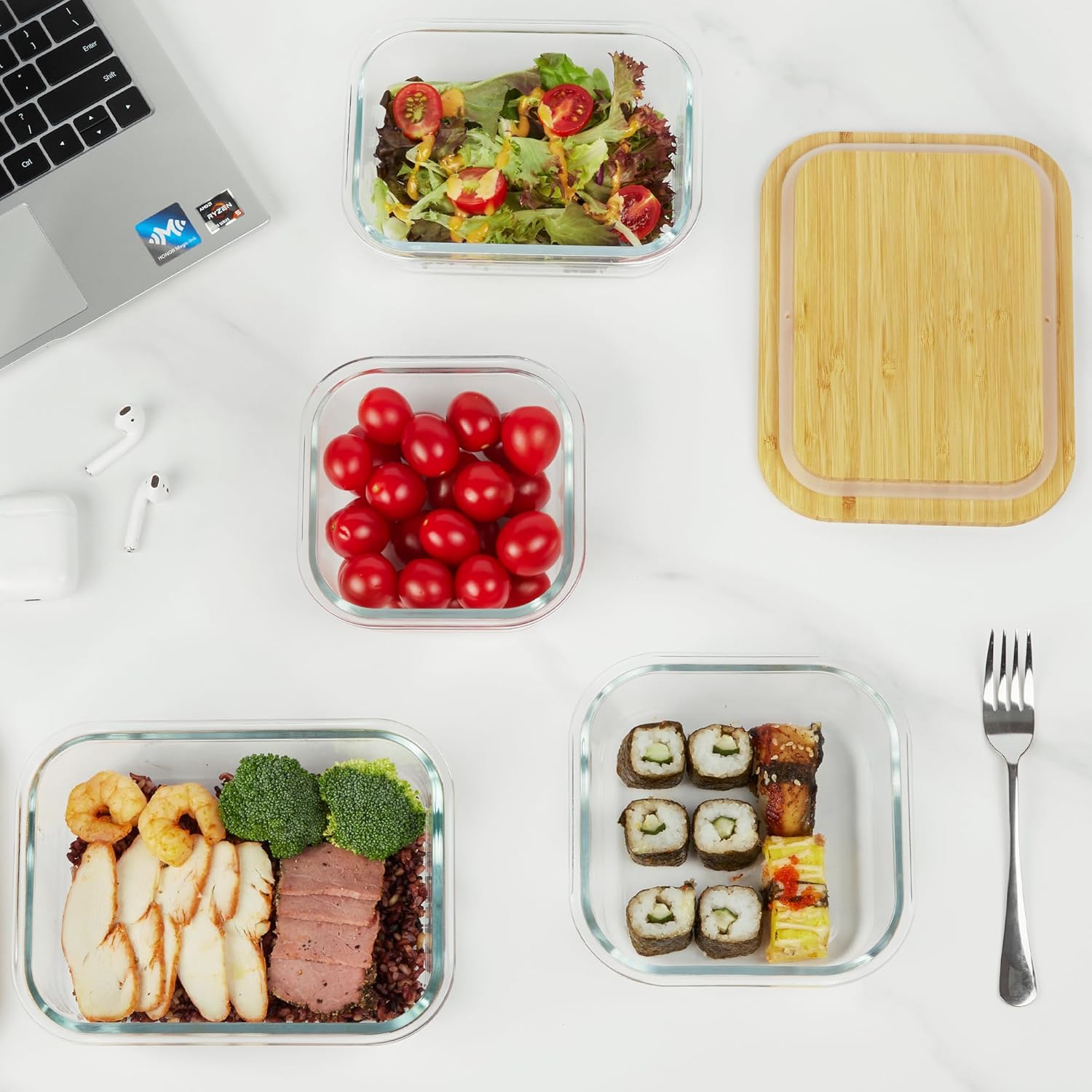 Vtopmart Glass Food Storage Containers with Bamboo Lids - Image 6