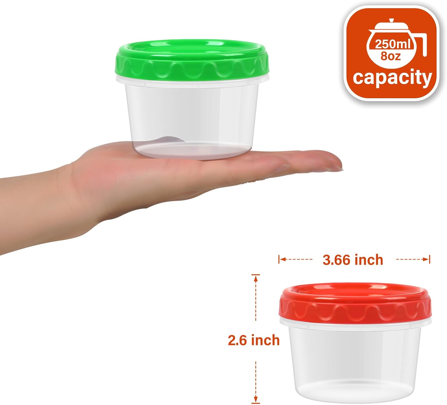 8oz Stackable Plastic Food Storage Containers with Lids - Image 3