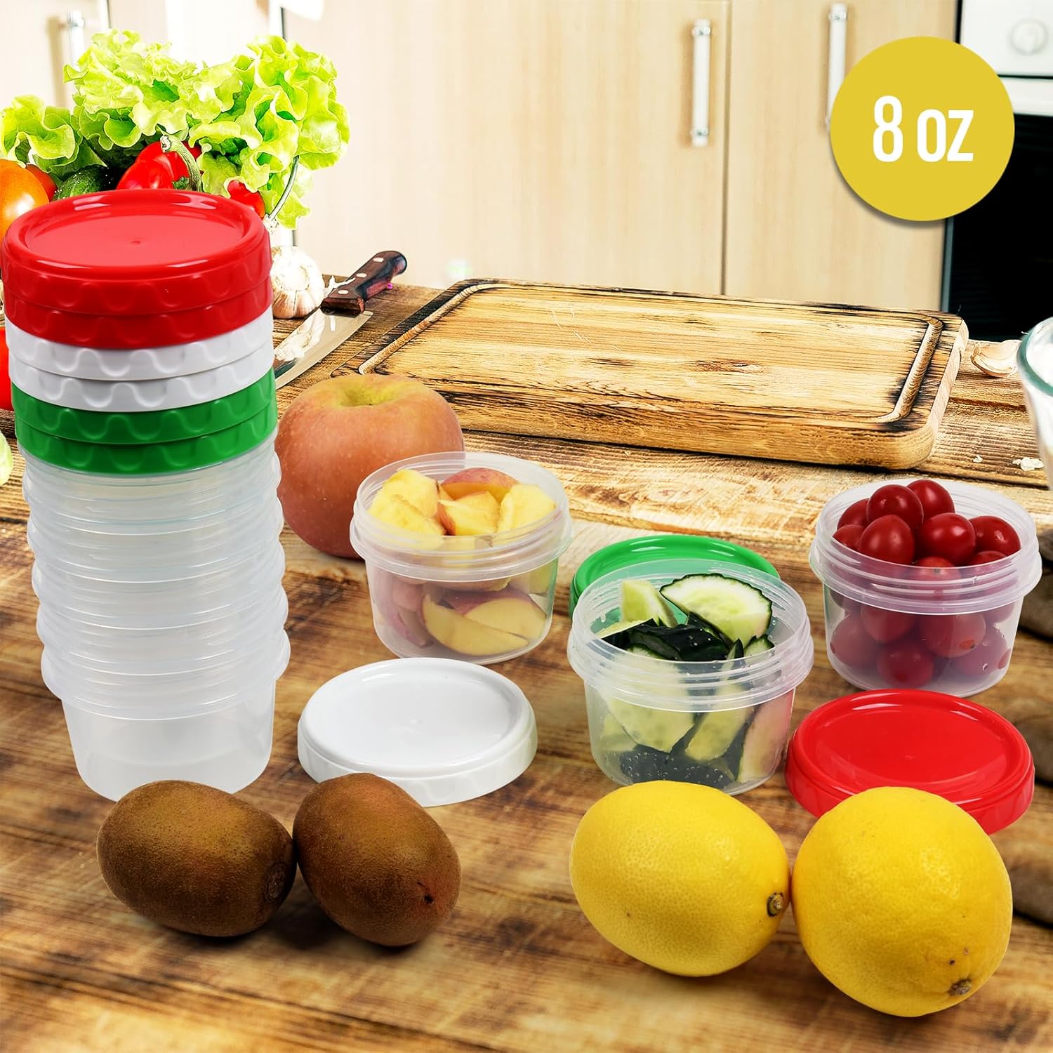 8oz Stackable Plastic Food Storage Containers with Lids - Image 6