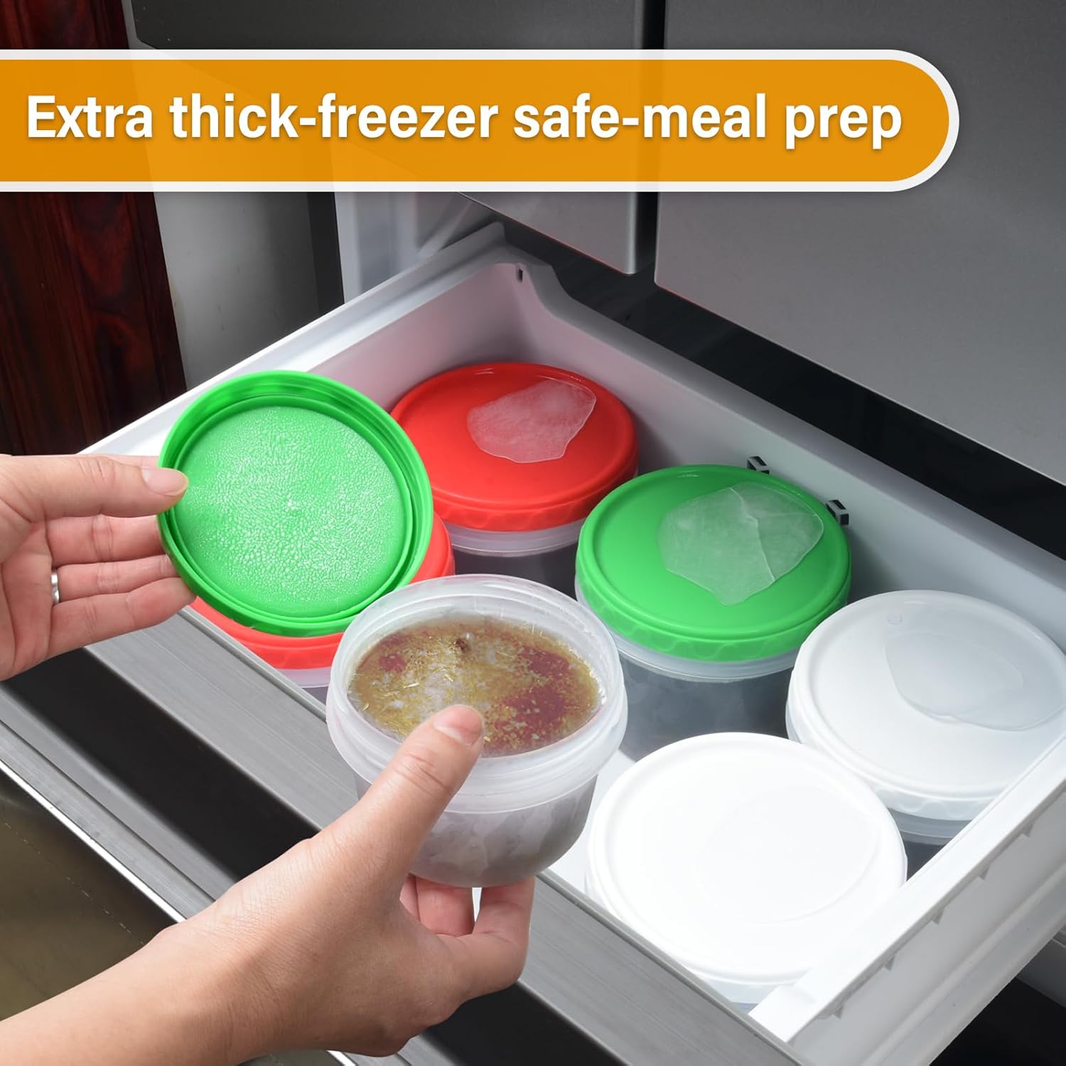 8oz Stackable Plastic Food Storage Containers with Lids - Image 7