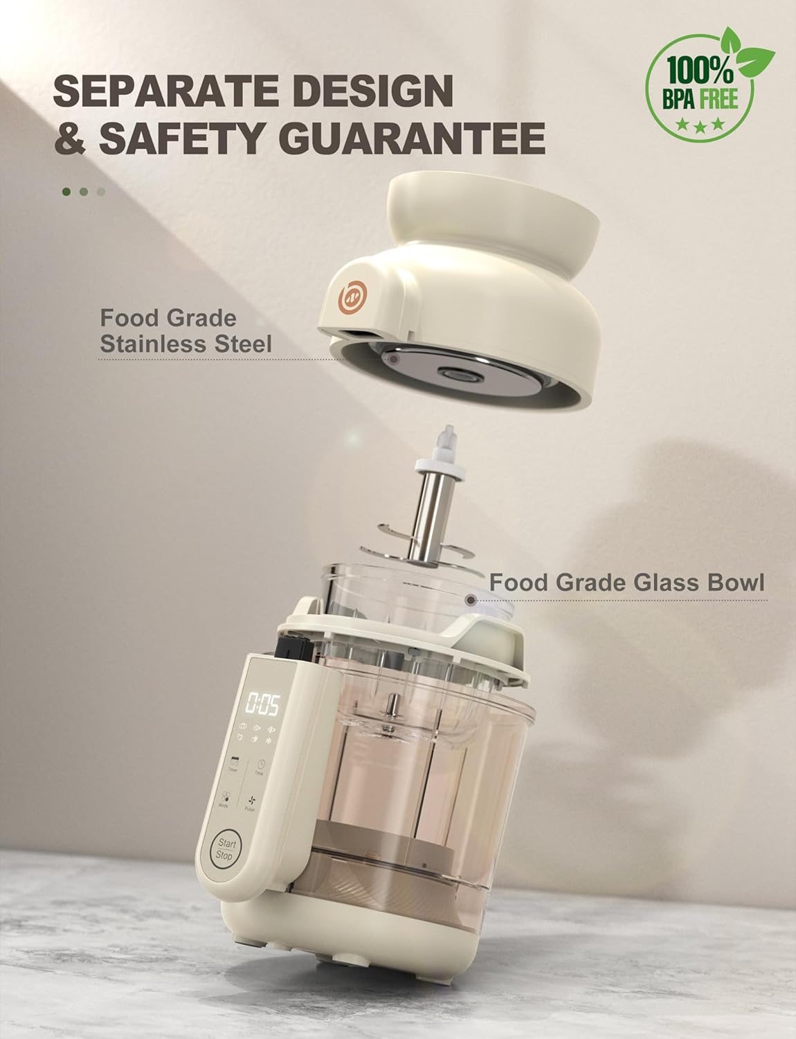 Baby Food Maker and Steamer with Auto Cooking and Touch Screen Control - Image 4