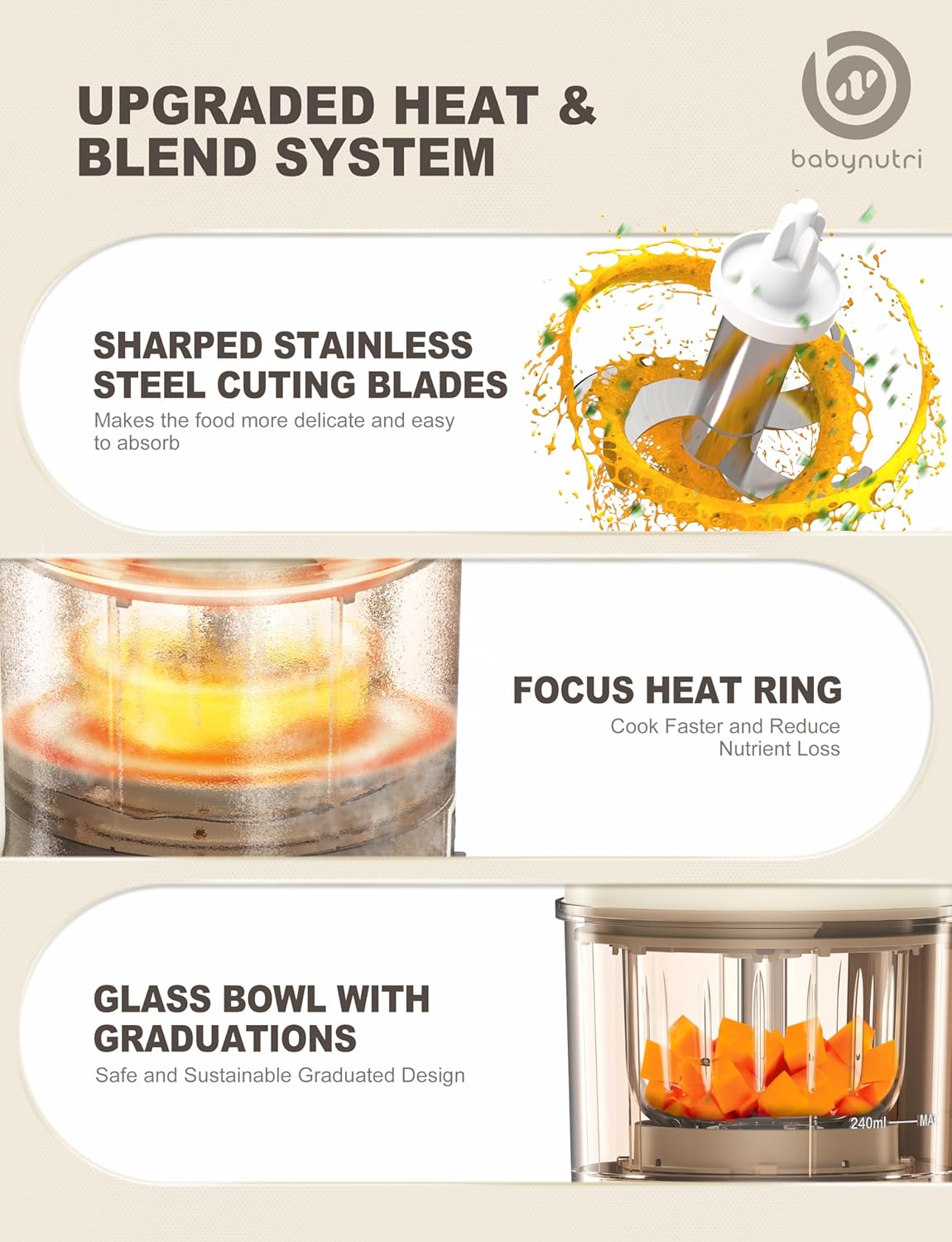 Baby Food Maker and Steamer with Auto Cooking and Touch Screen Control - Image 6