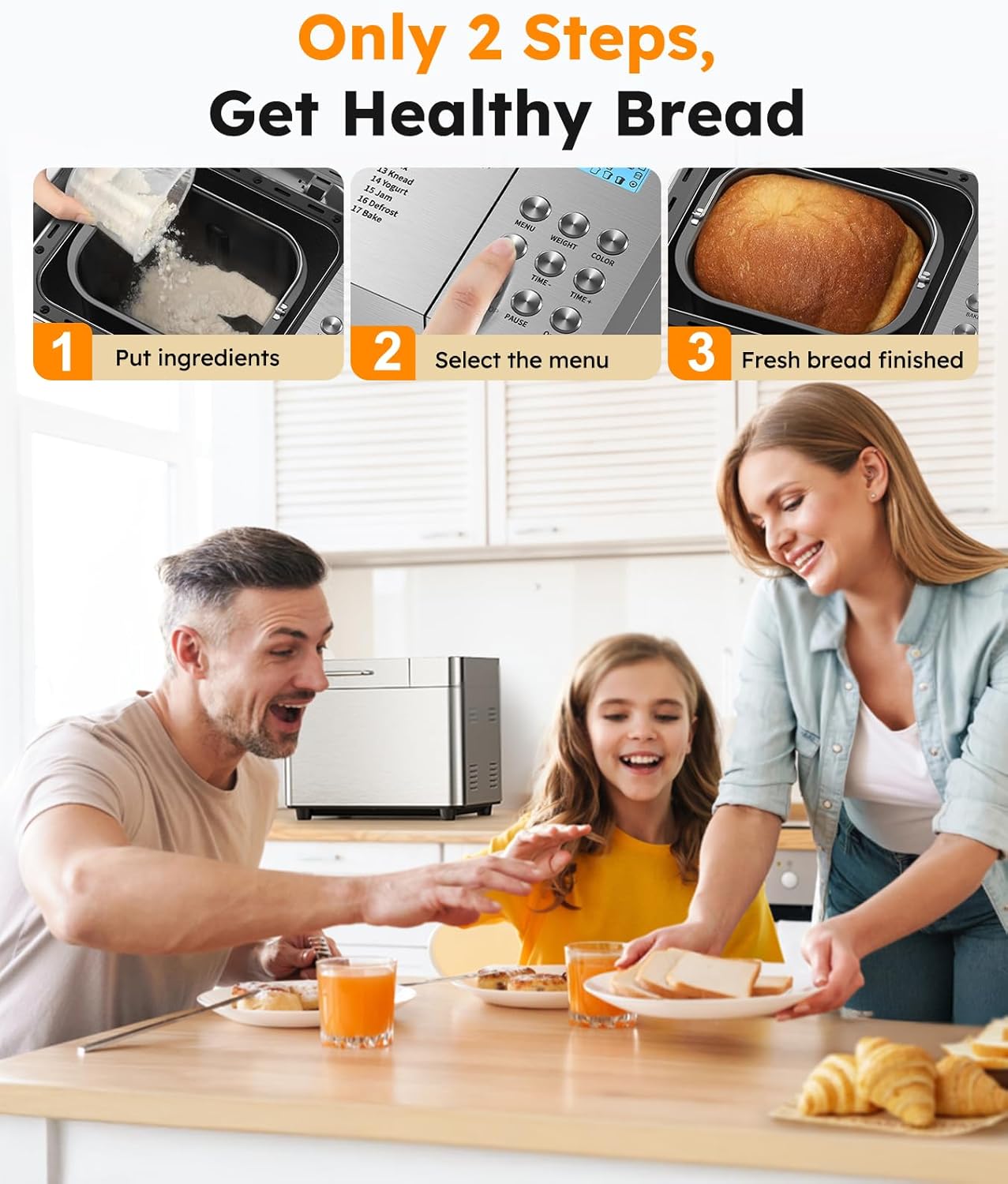 2LB Automatic Stainless Steel Bread Maker Machine - Image 3