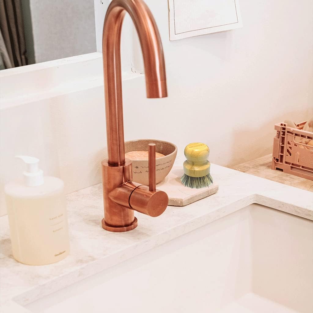 Natural Bamboo Dish Brush and Scrubber for Kitchen Sink Cleaning - Image 3