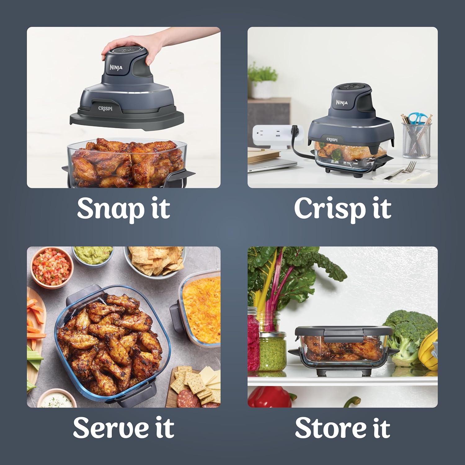 Ninja Crispi 4-in-1 Portable Glass Air Fryer Cooking System - Image 8