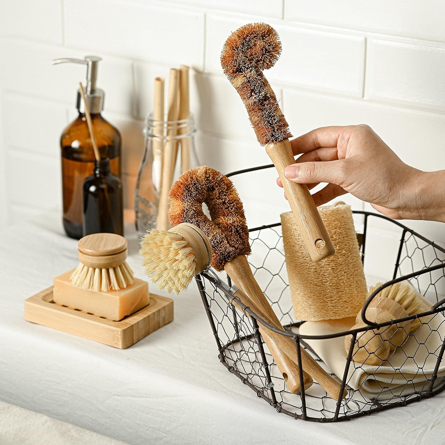 Jungle Culture 6 Piece Natural Dish Brushes Set - Image 8