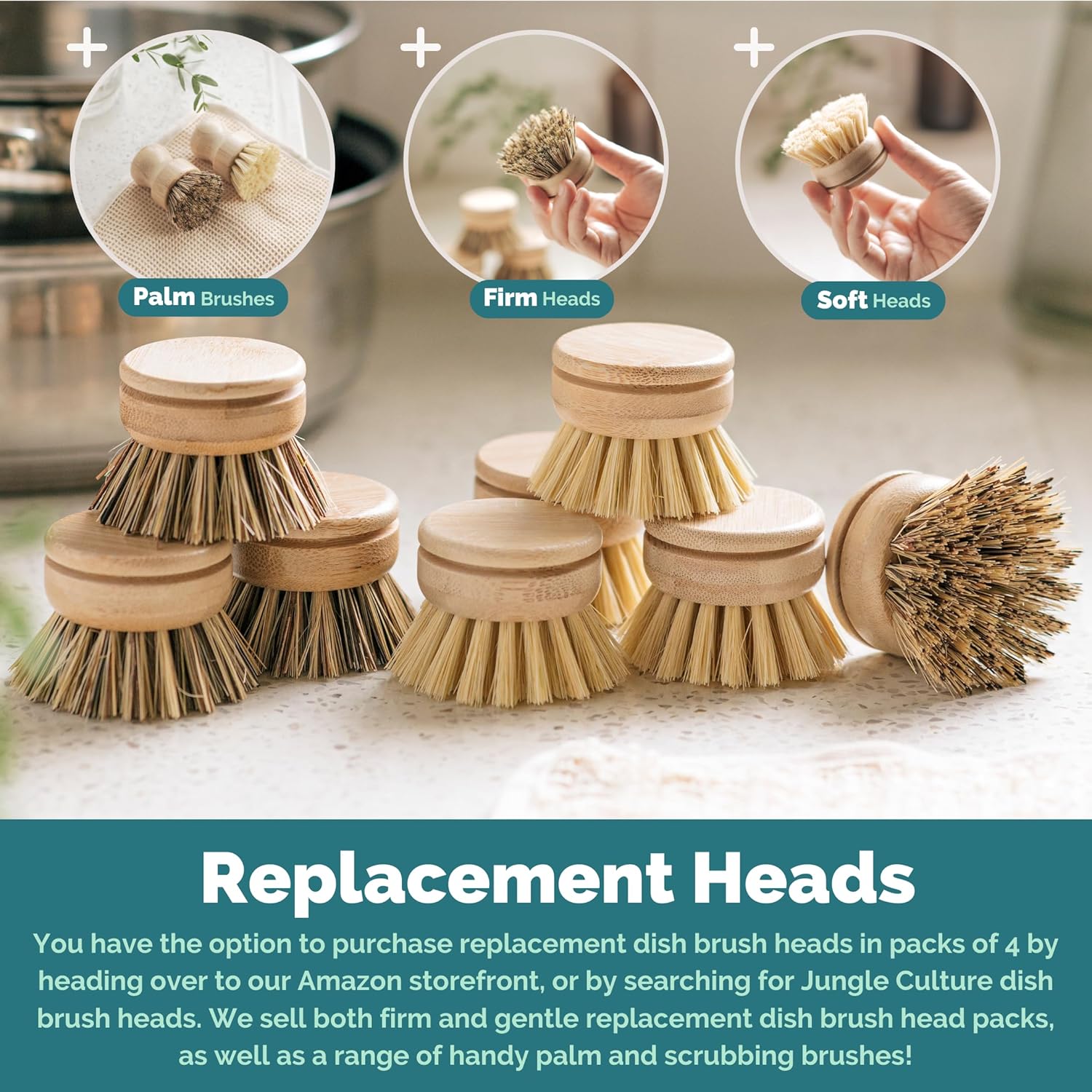 Jungle Culture 6 Piece Natural Dish Brushes Set - Image 9