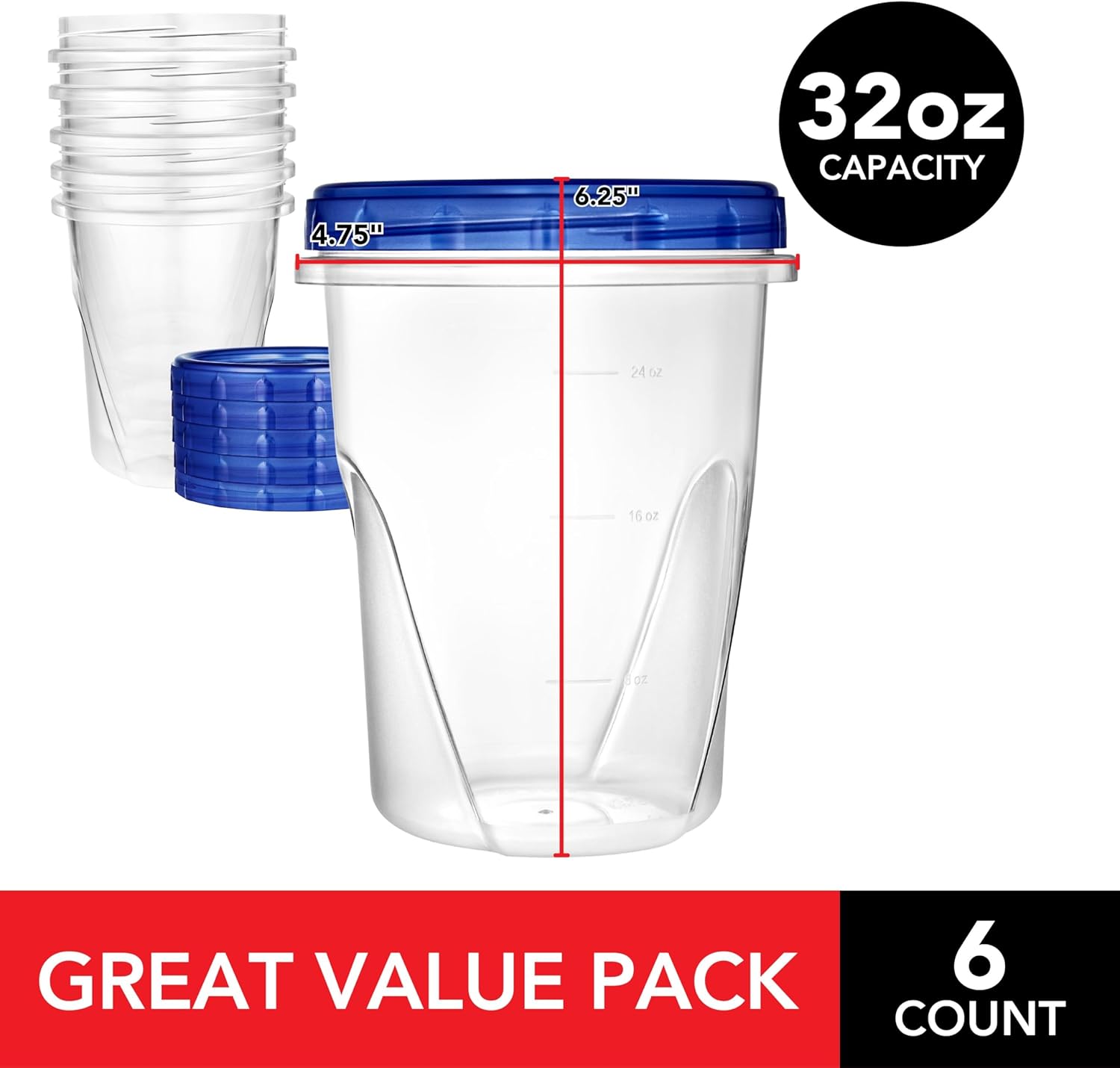 32oz Plastic Containers with Twist Top Lids - Image 3